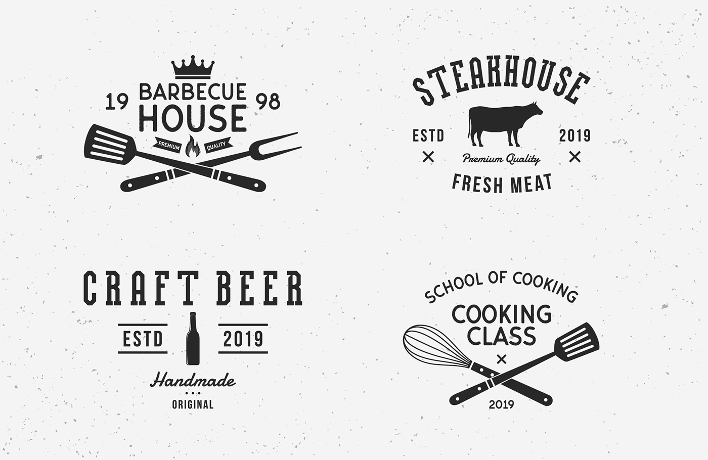 free vintage logo Food  restaurant set Retro commercial use design