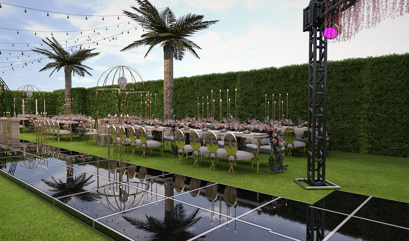 venue wedding decor Render exterior vray SketchUP luxury garden Nature
