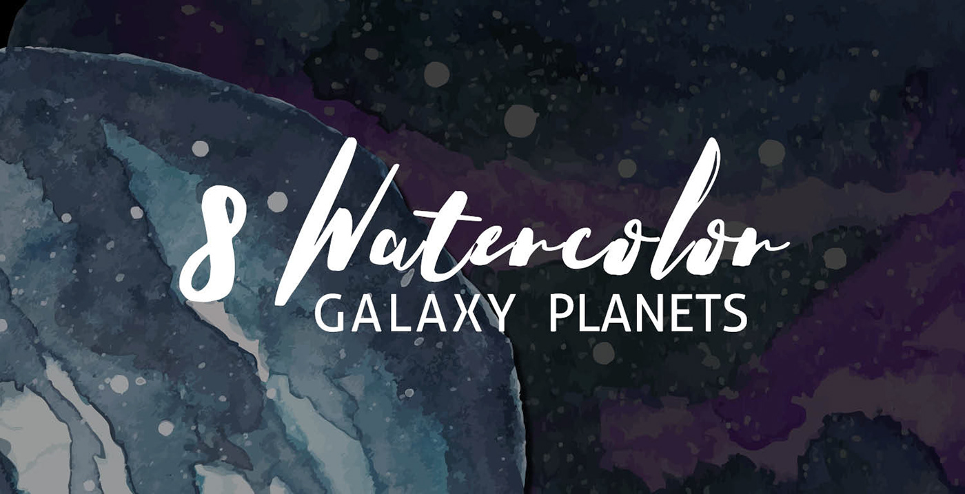 watercolor galaxy planet vector stars Space 