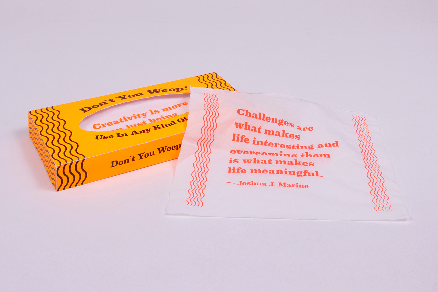 tissues motivation Quotes ESAD inspiration Packaging Retail silk screen Tissue Box merchandising