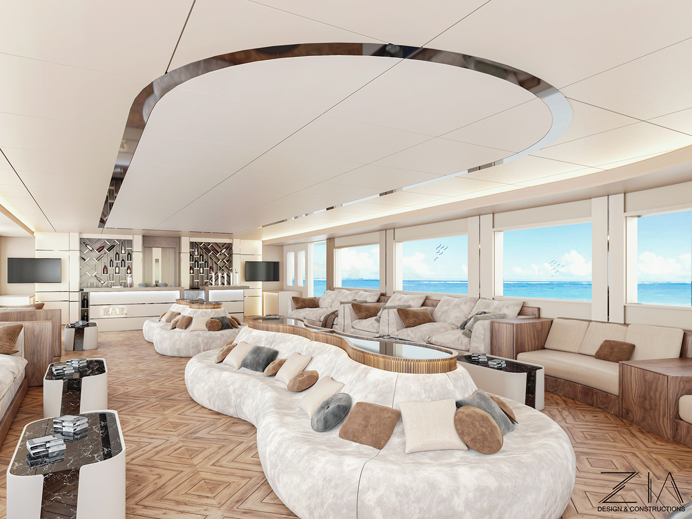 3ds architecture hurghada interior design  Render salondesign visualization yacht Yacht Design yacht salon design