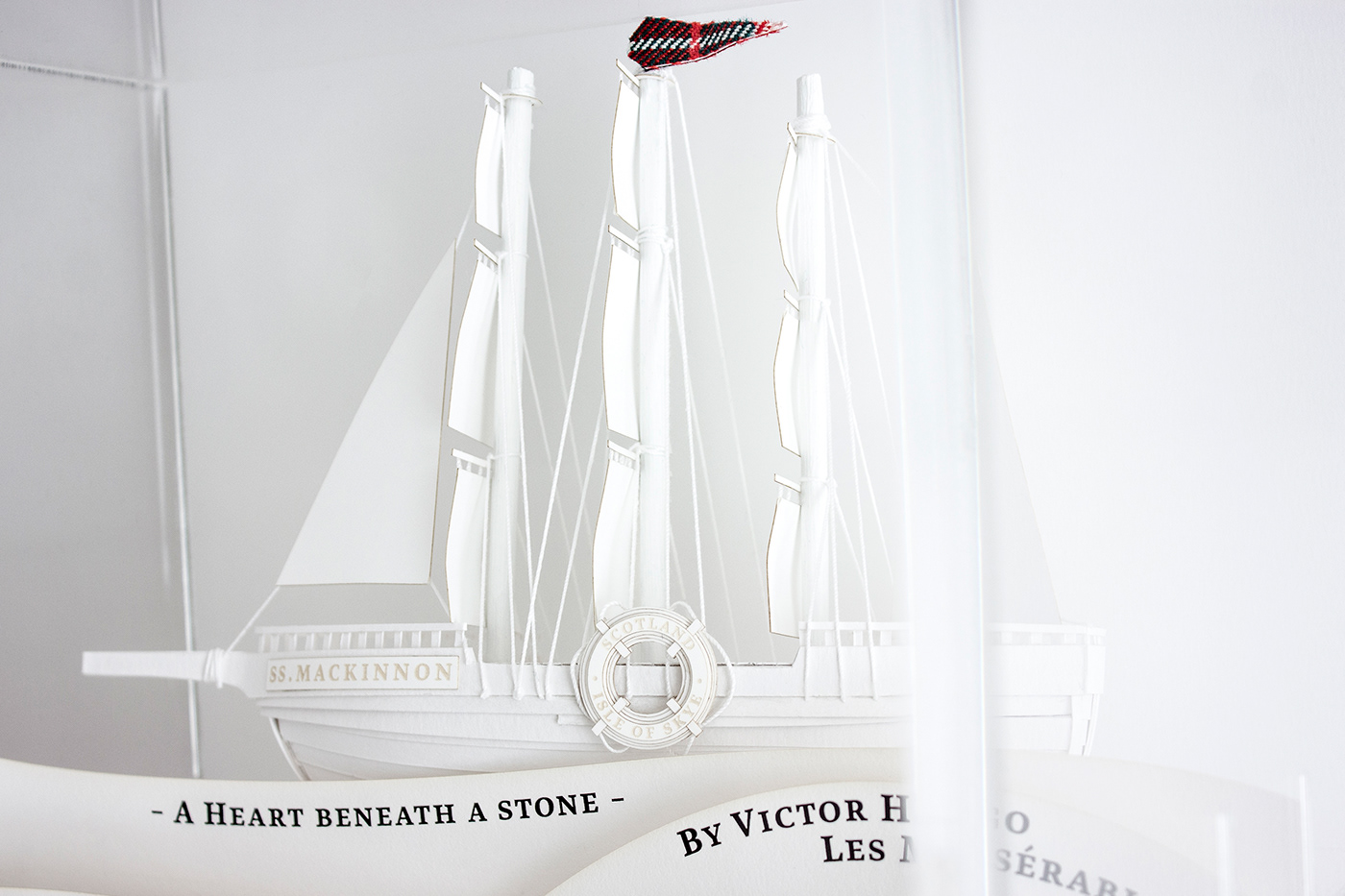 paper craft paper art craft sculpture boat scotland Isle of skye handmade White sea