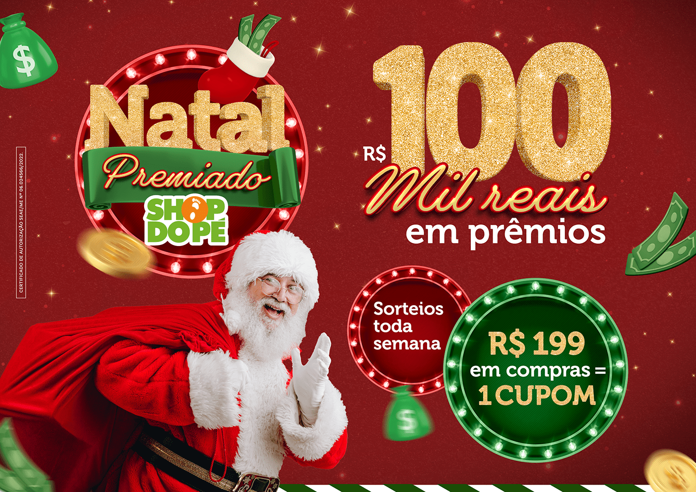 Shop do Pé Amazonas premios pix cupom Papai Noel identidade campanha sorteio NATAL PREMIADO