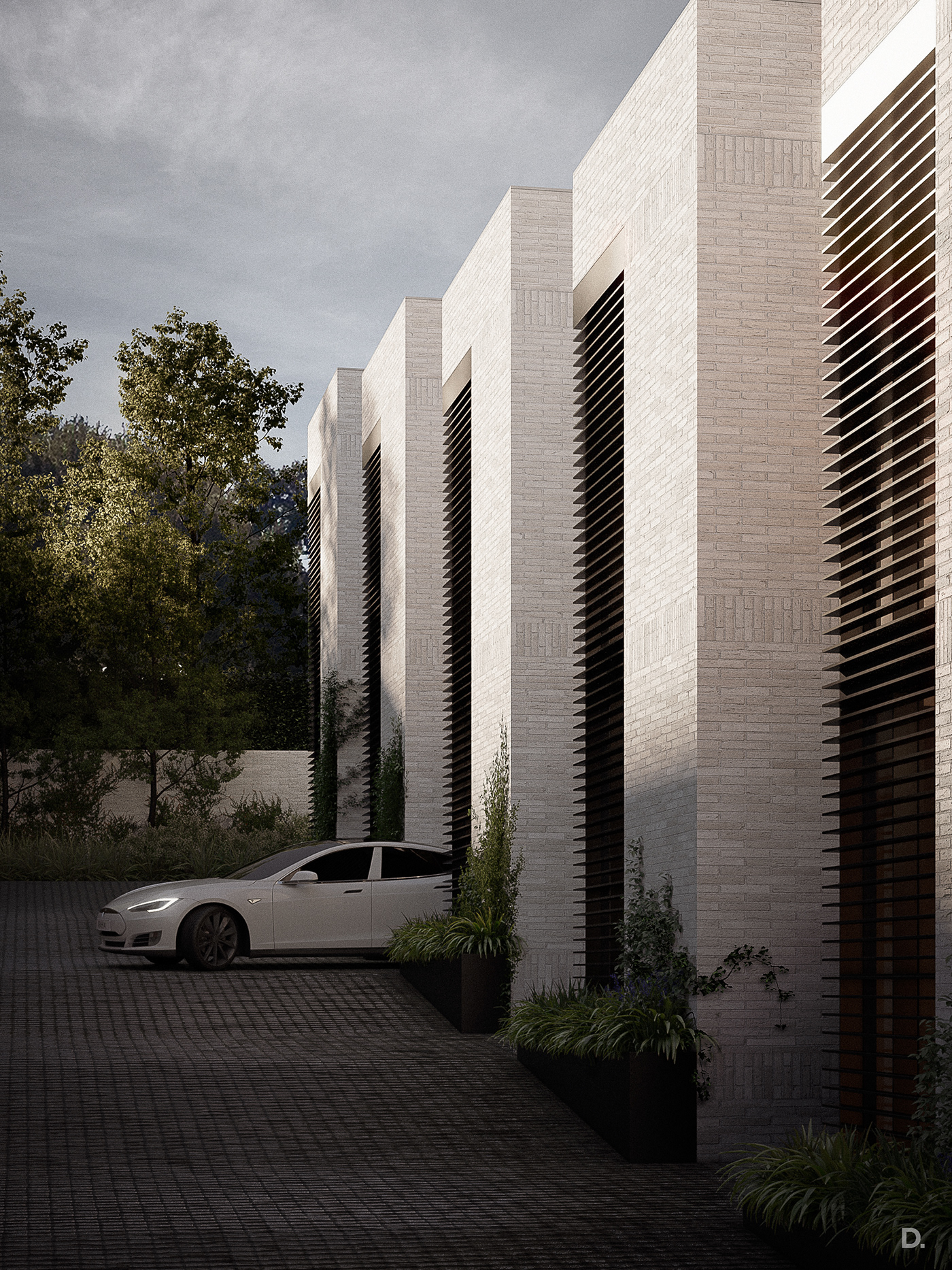 architecture CGI Render residential visualisation archviz Competition mood electric tesla