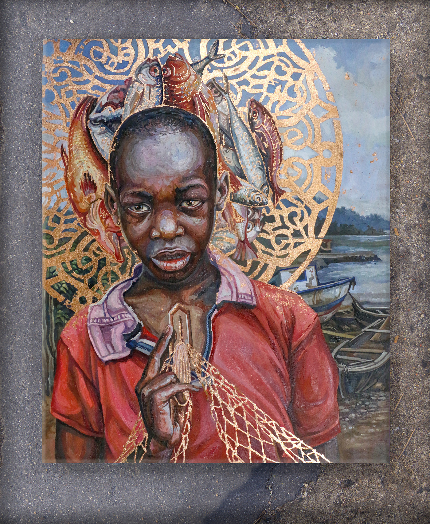 portrait people africa cacao net fishing machines Boats children