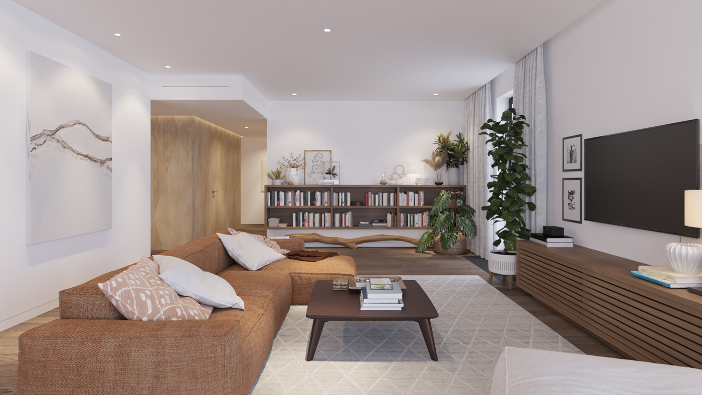 design interior flat flat design hygge Render skandinavian visualization