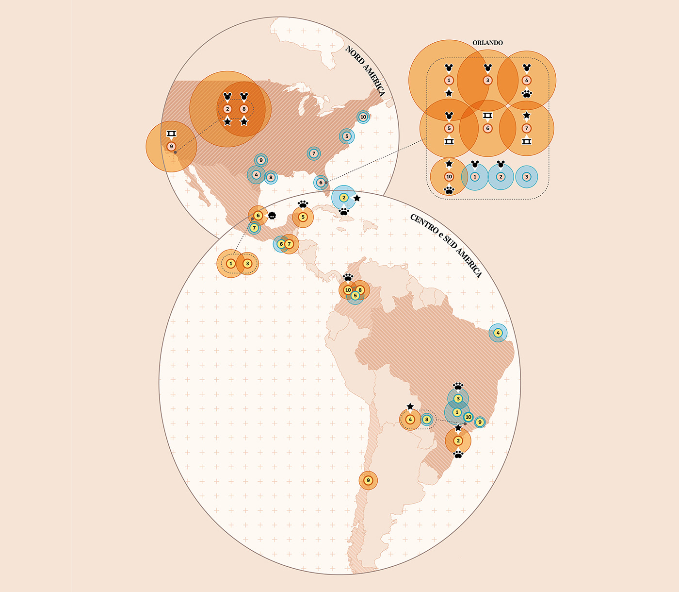 dataviz infographic map cartography atlas amusement park water park top10 disney Gardaland