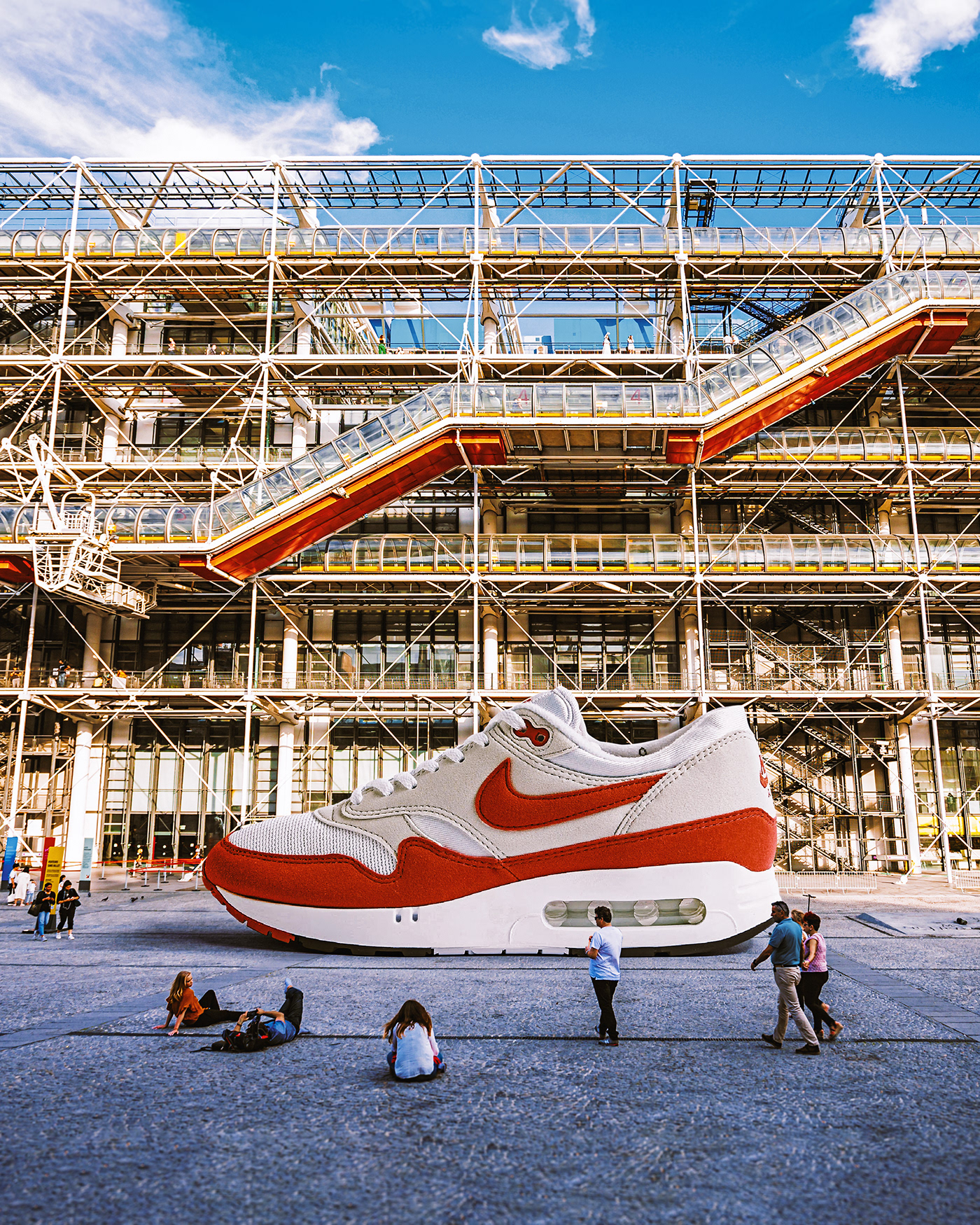 Giant sneaker photo composite in France. Retouching using Photoshop