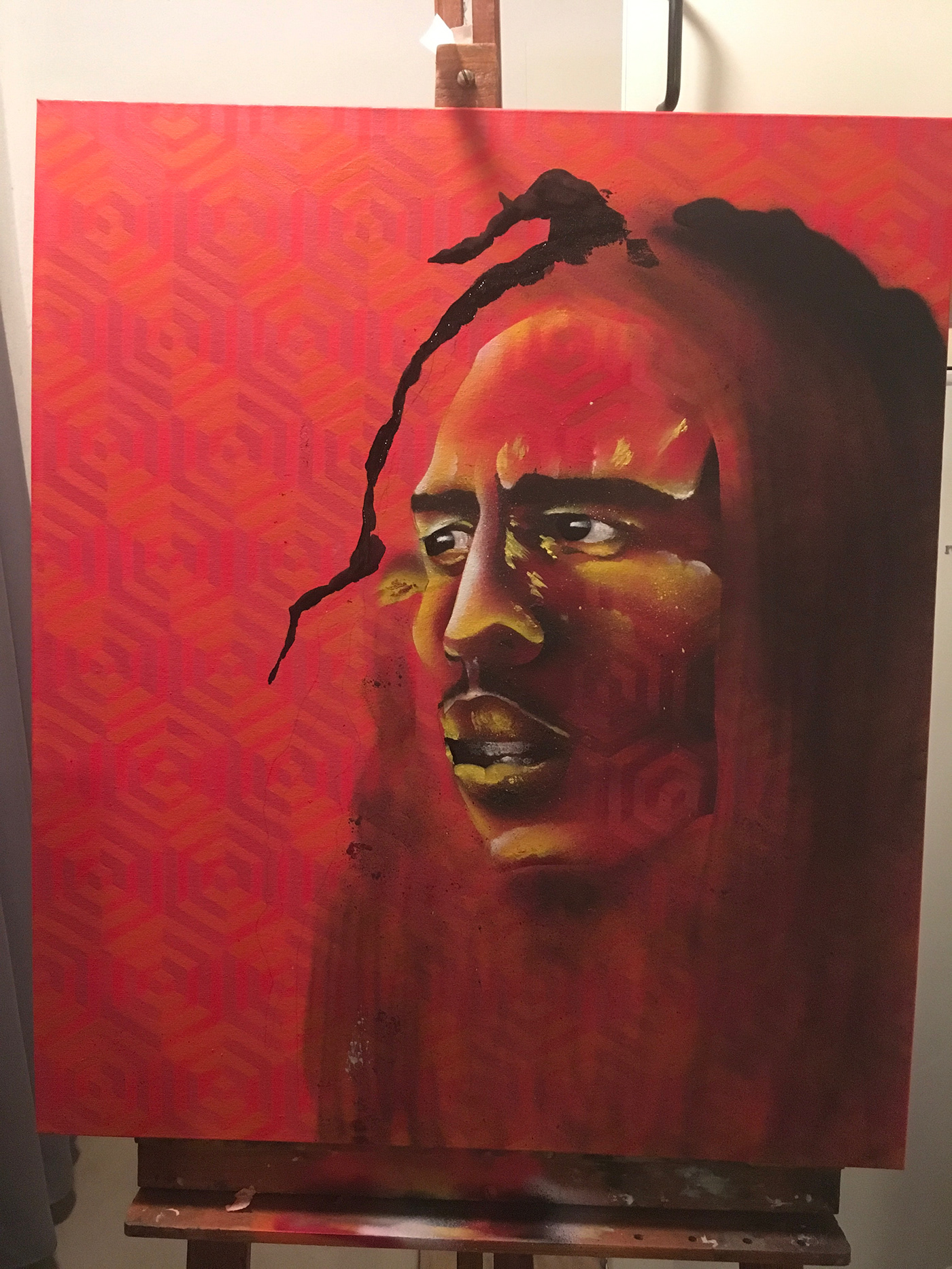 3D Pattern art Bob Marley canvas Graffiti paint rasta reggae spray
