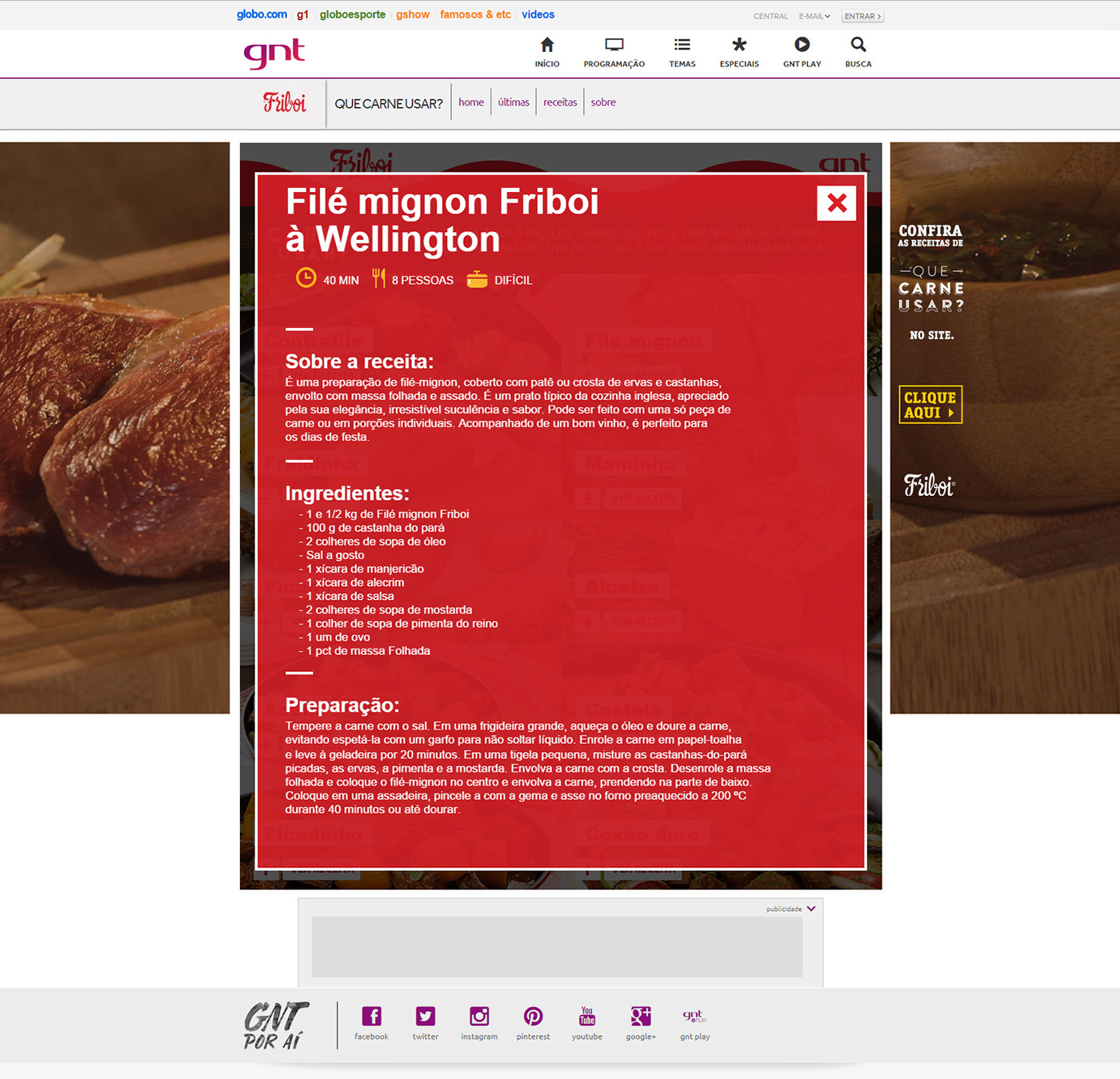 Friboi GNT Que carne usar? front end developer html5 css3 infográfico digital