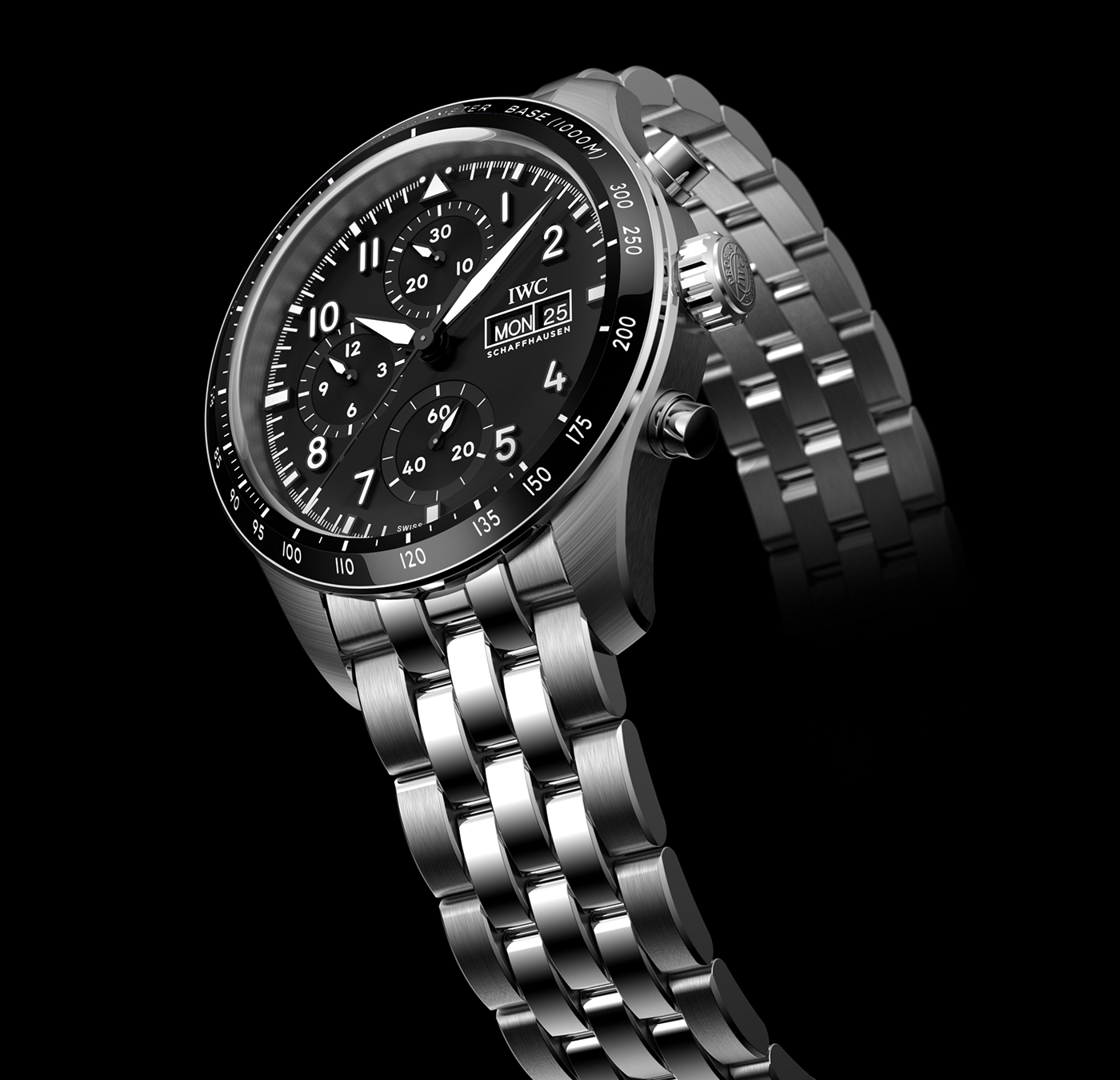 watch luxury modern 3D Pilot Watches Photography  product design  Chonograph IWC