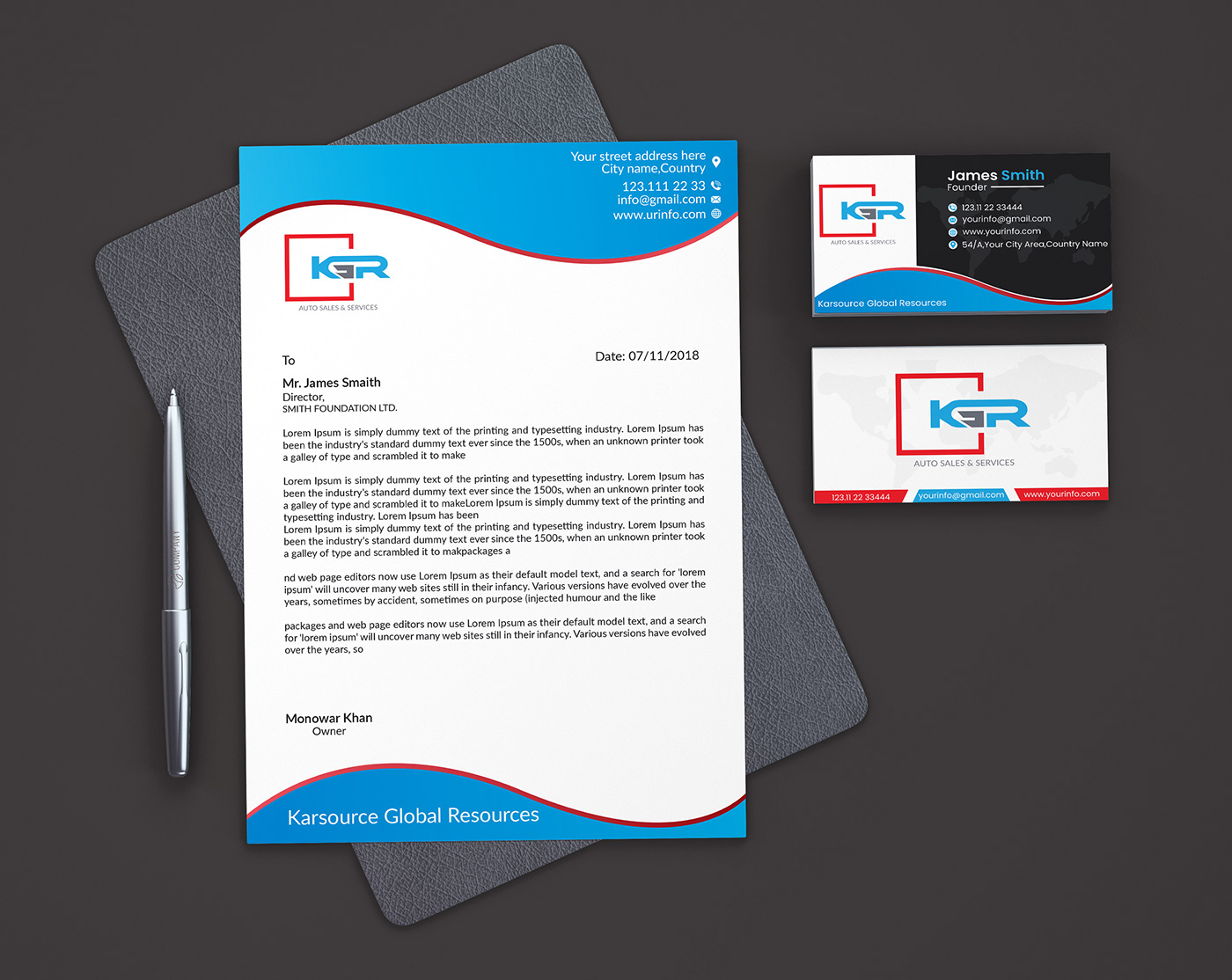 Free Stationary Design (Letterhead & Business Card) on Behance