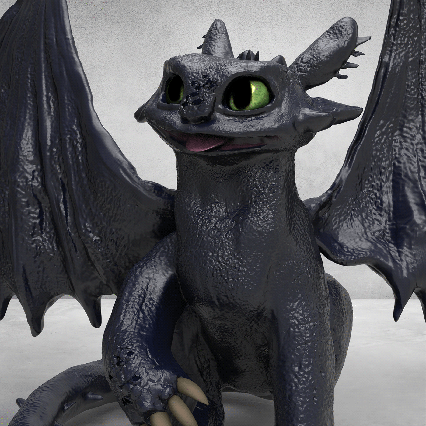 3D animal cartoon Character design  dragon keyshot model Render Toothless Zbrush