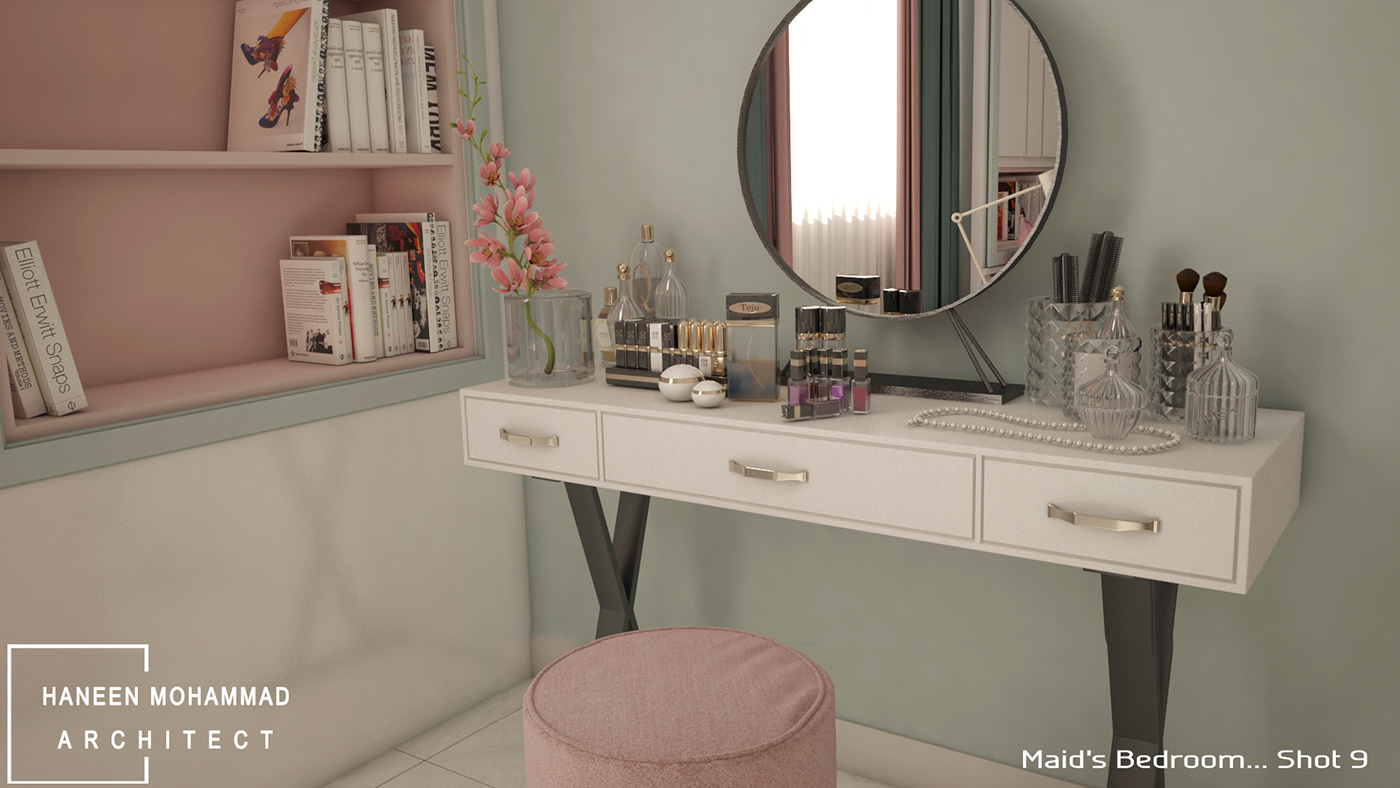 3ds max architecture bedroom Girl bedroom interior design  modern pastel rendering Villa visualization