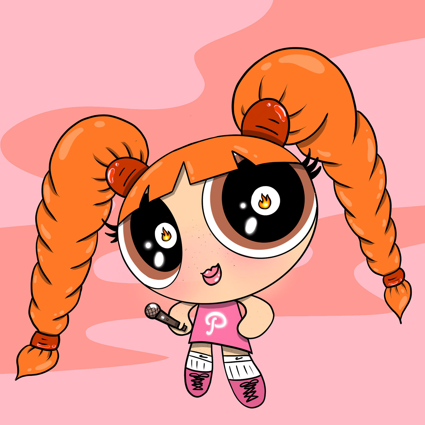 cartoon cute feux girl mood pink poupie Powerpuff Singer