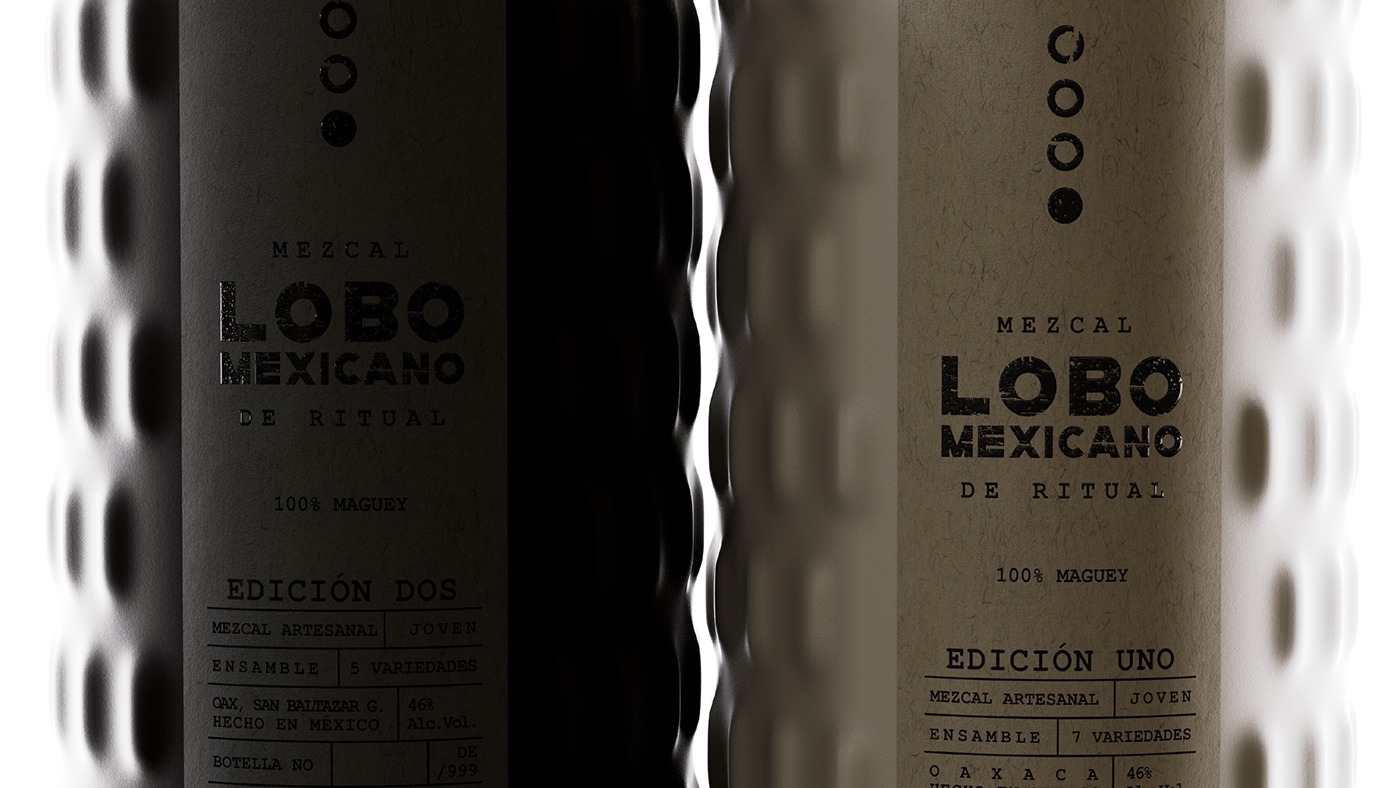 mezcal Lobo Packaging Spirits alcohol drink Tequila ceramic bottle CGI
