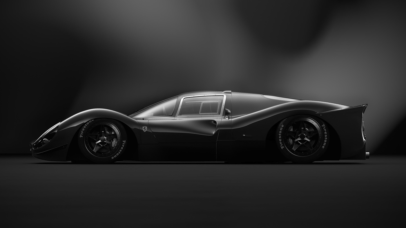 animation  automotive   carfineart CGI CoronaRender  FERRARI hypercar le mans race car Batmobile