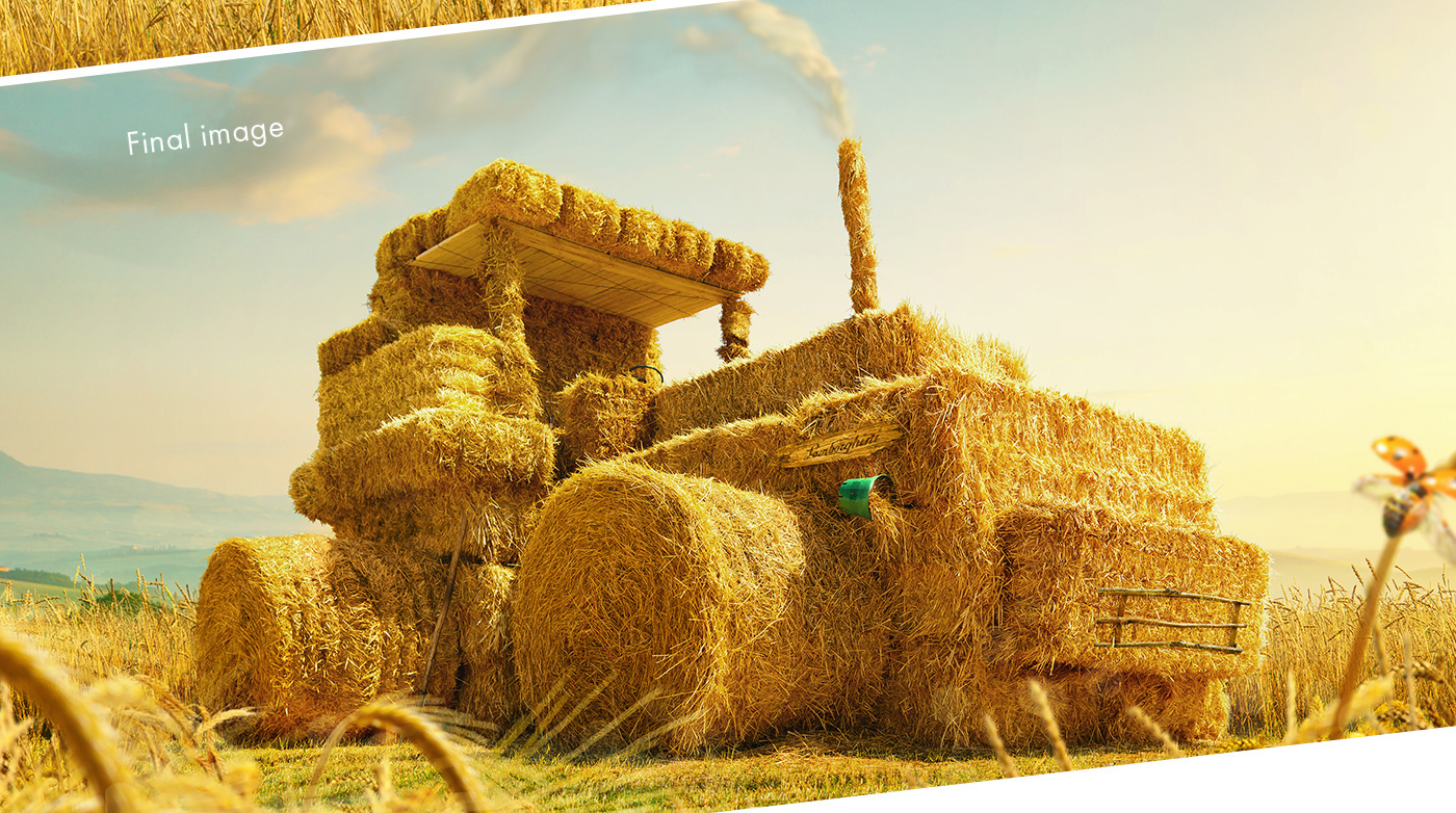 hay retouch Tractor matte Matte-painting print