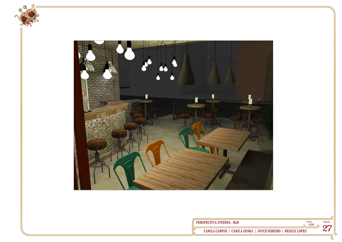 projeto restaurante pastafariano bar designdeinteriores Decoração