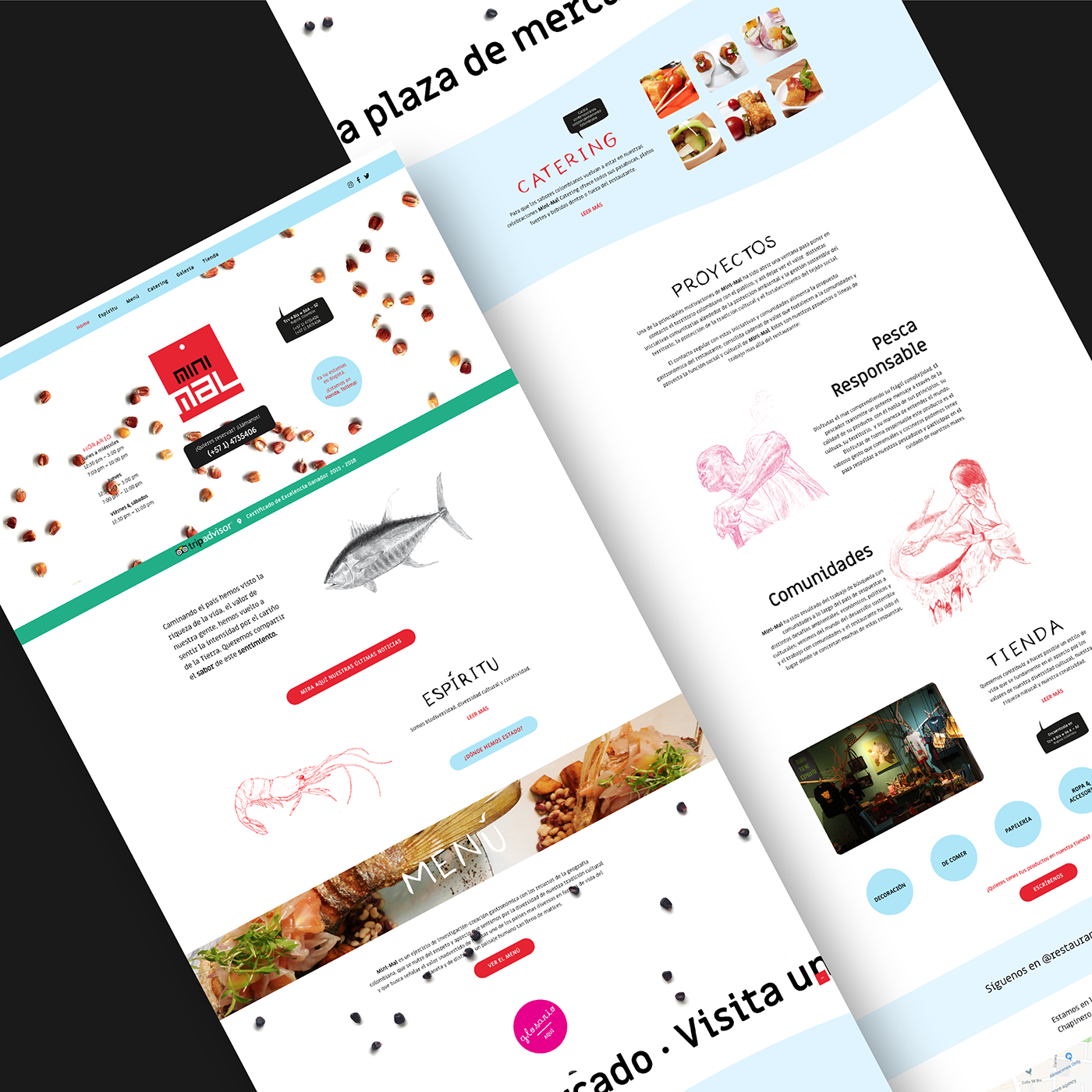 Web design development wordpress restaurant Colombian graphic