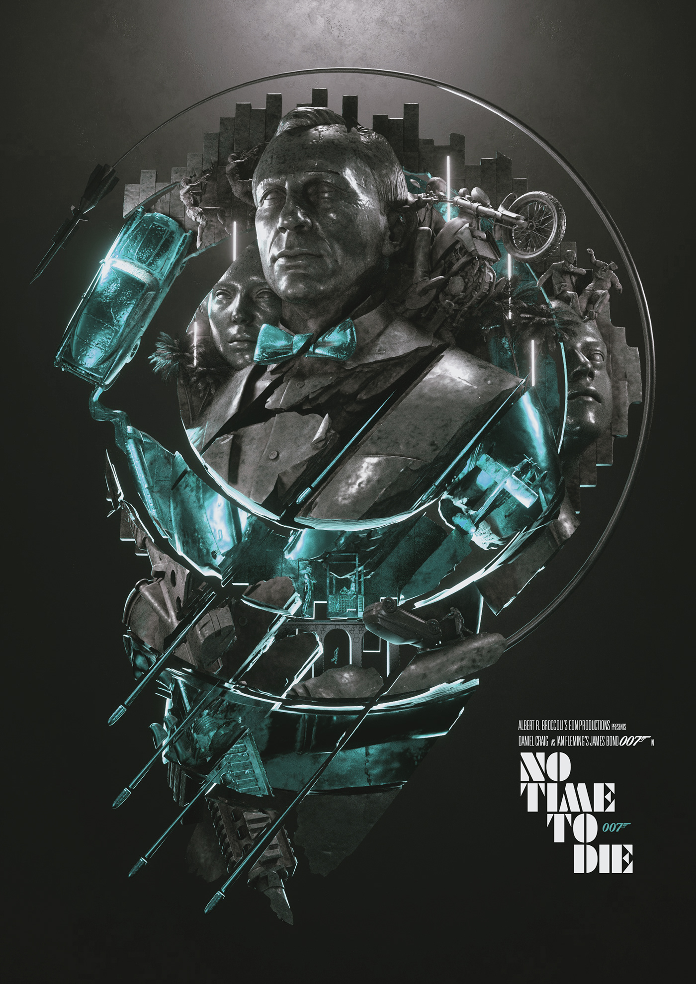 3D cinema 4d james bond no time to die octane sculpting  alternative movie poster movie poster