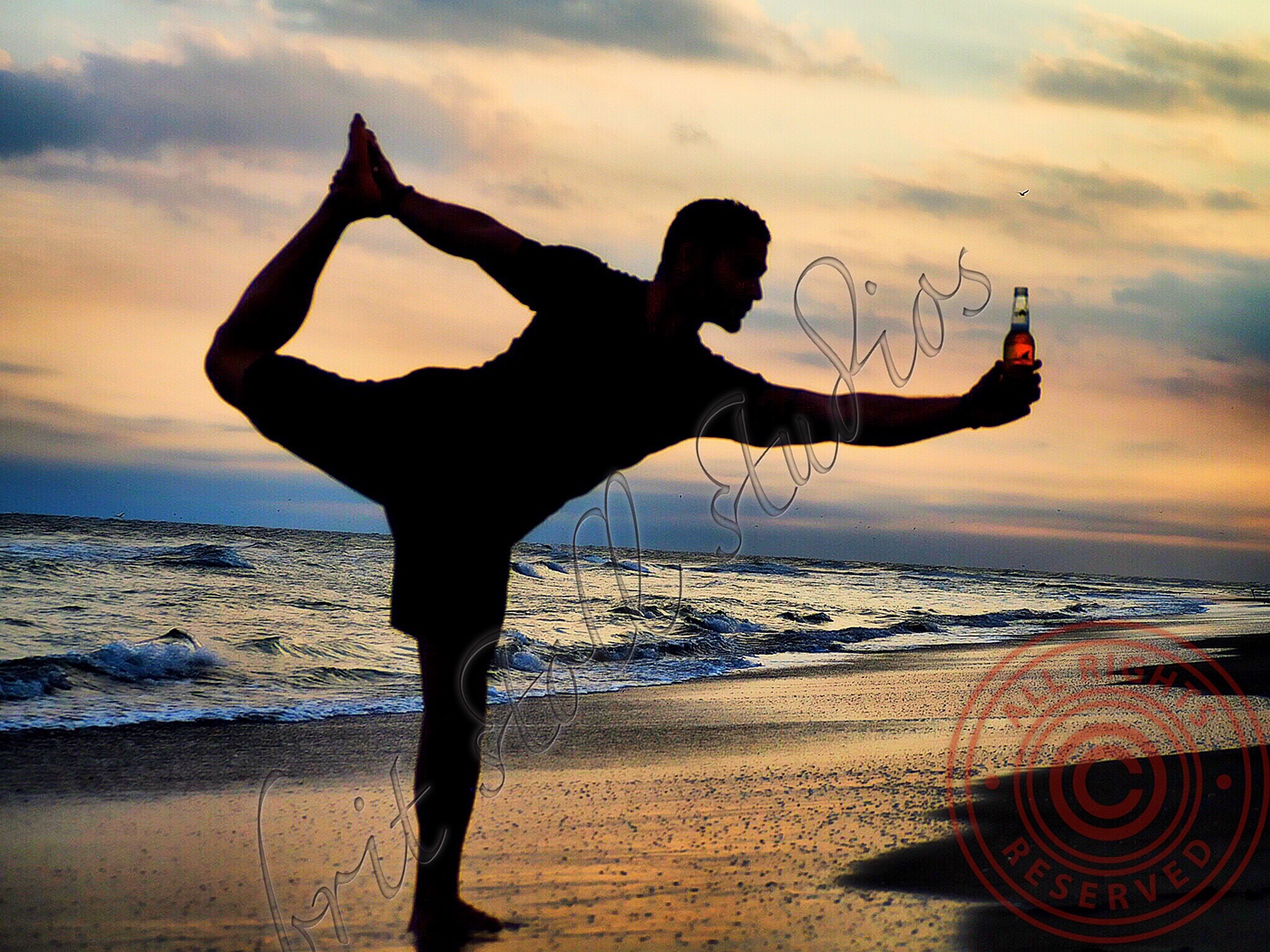 Beer Yoga portrait portfolio olympus Fashion  model beach