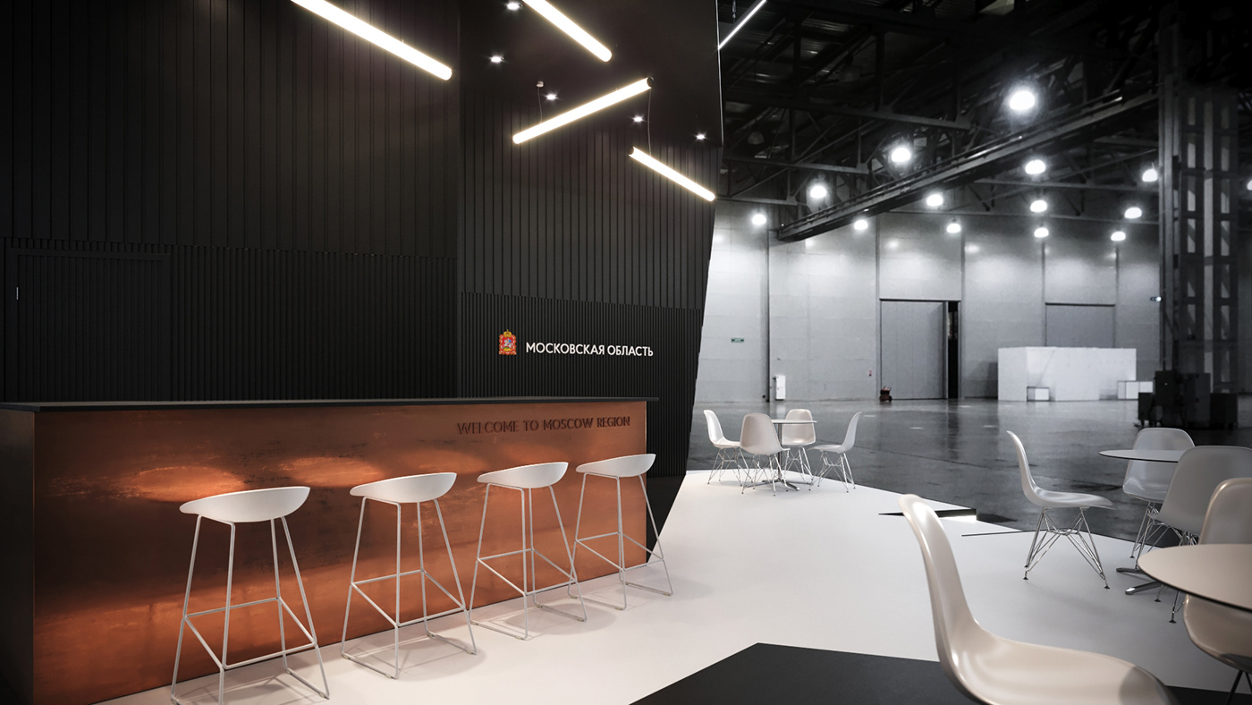 black booth copper design Exhibition  industrial Moscow Stand White