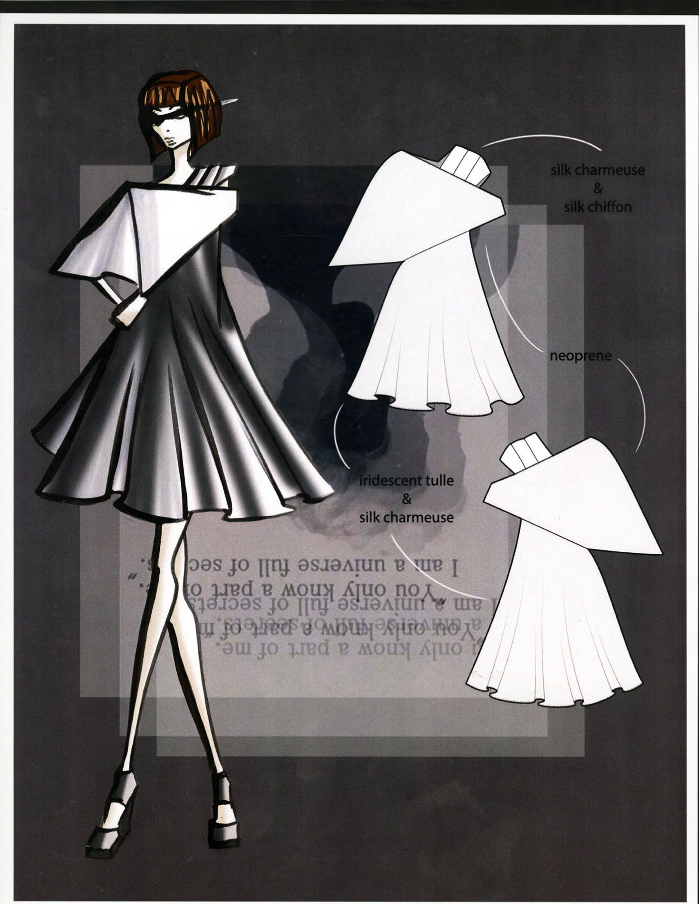 cad computer aided fashion apparel black and white womenswear