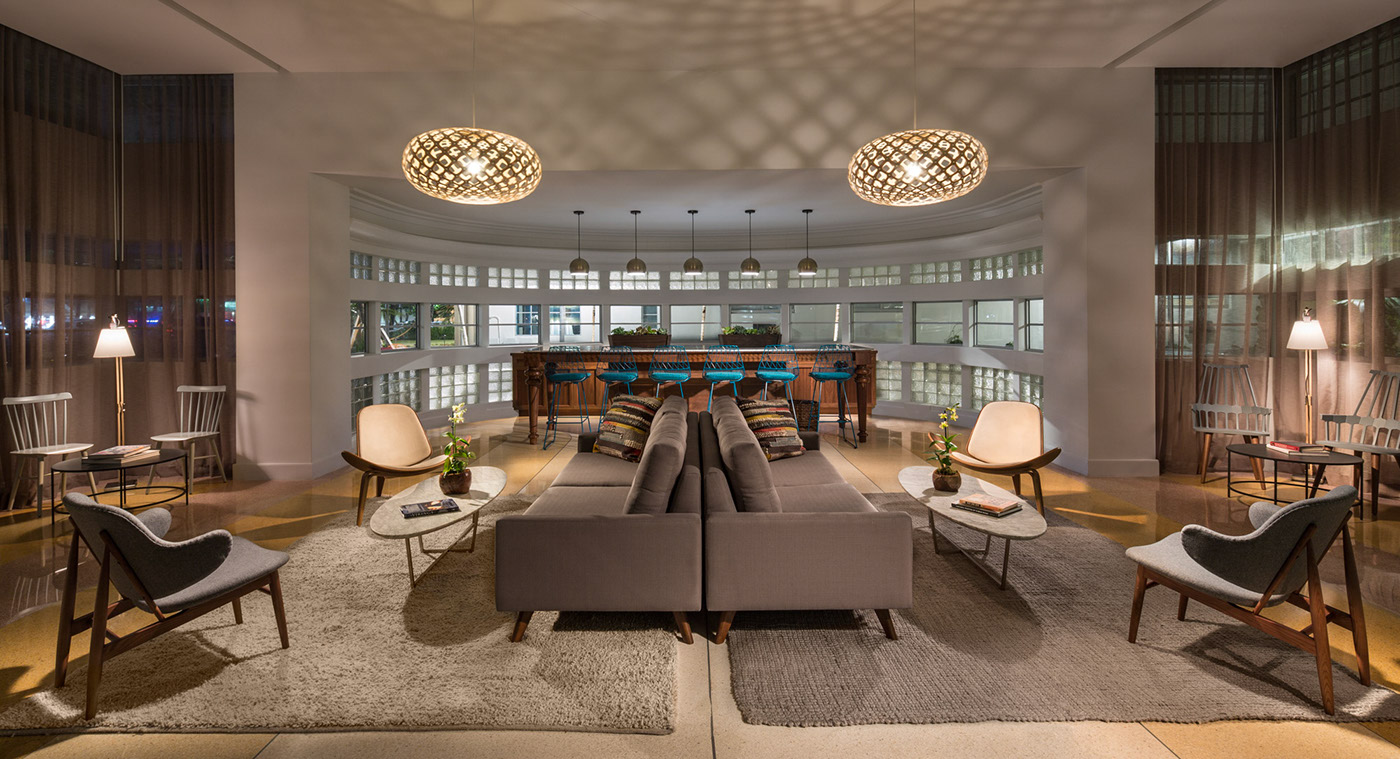 washington park hotel miami hotel interior design  Hospitality Lobby