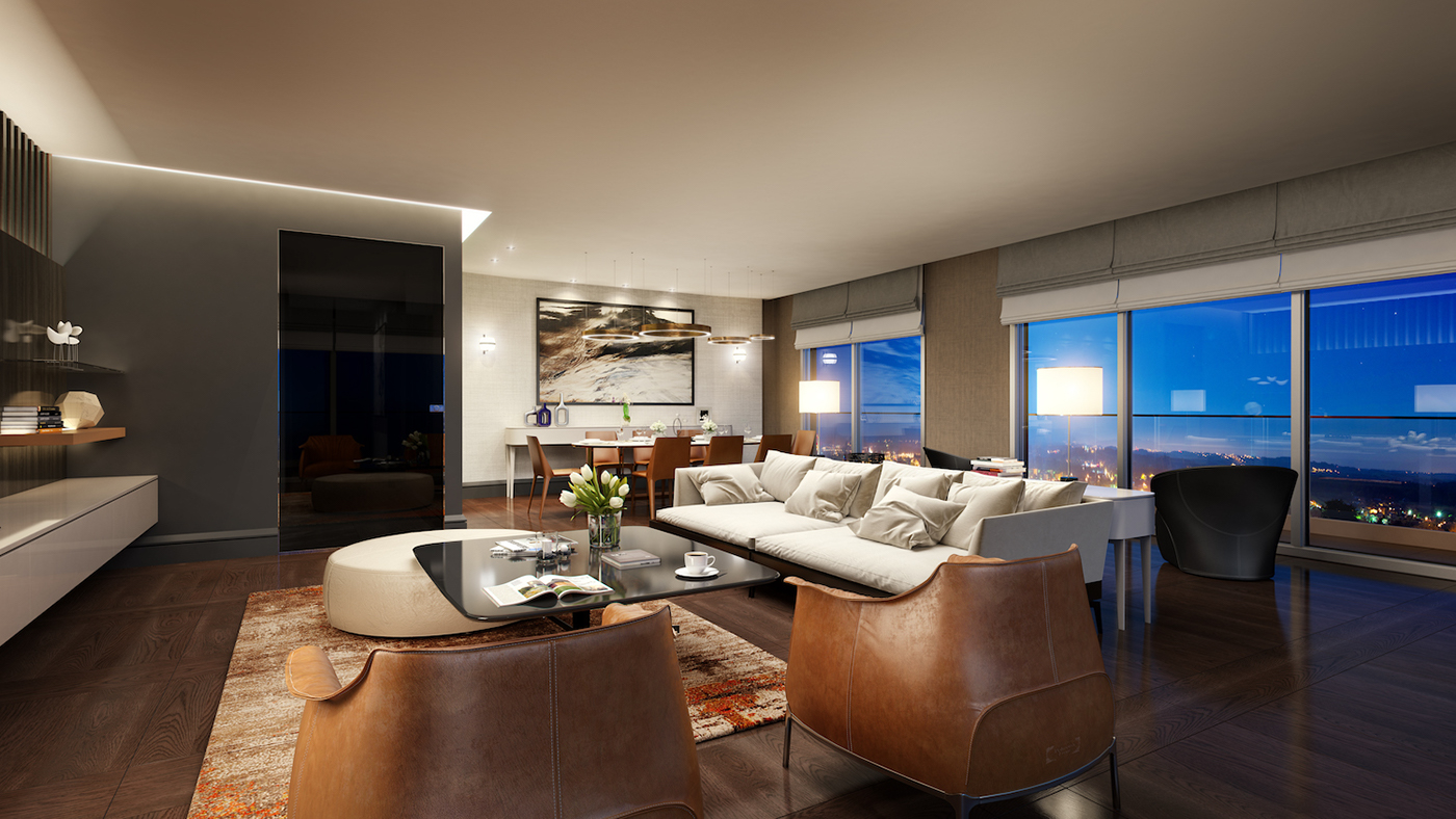Living room 3D visualization