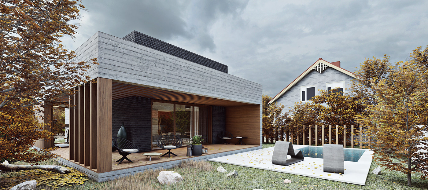 house lumion architecture concrete wood visualization