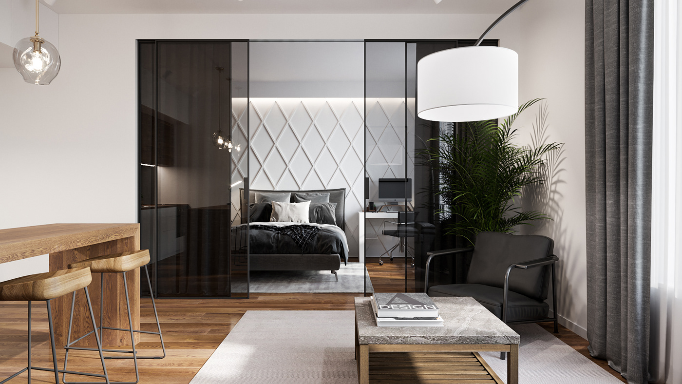 studio corona render  3D kitchen bedroom