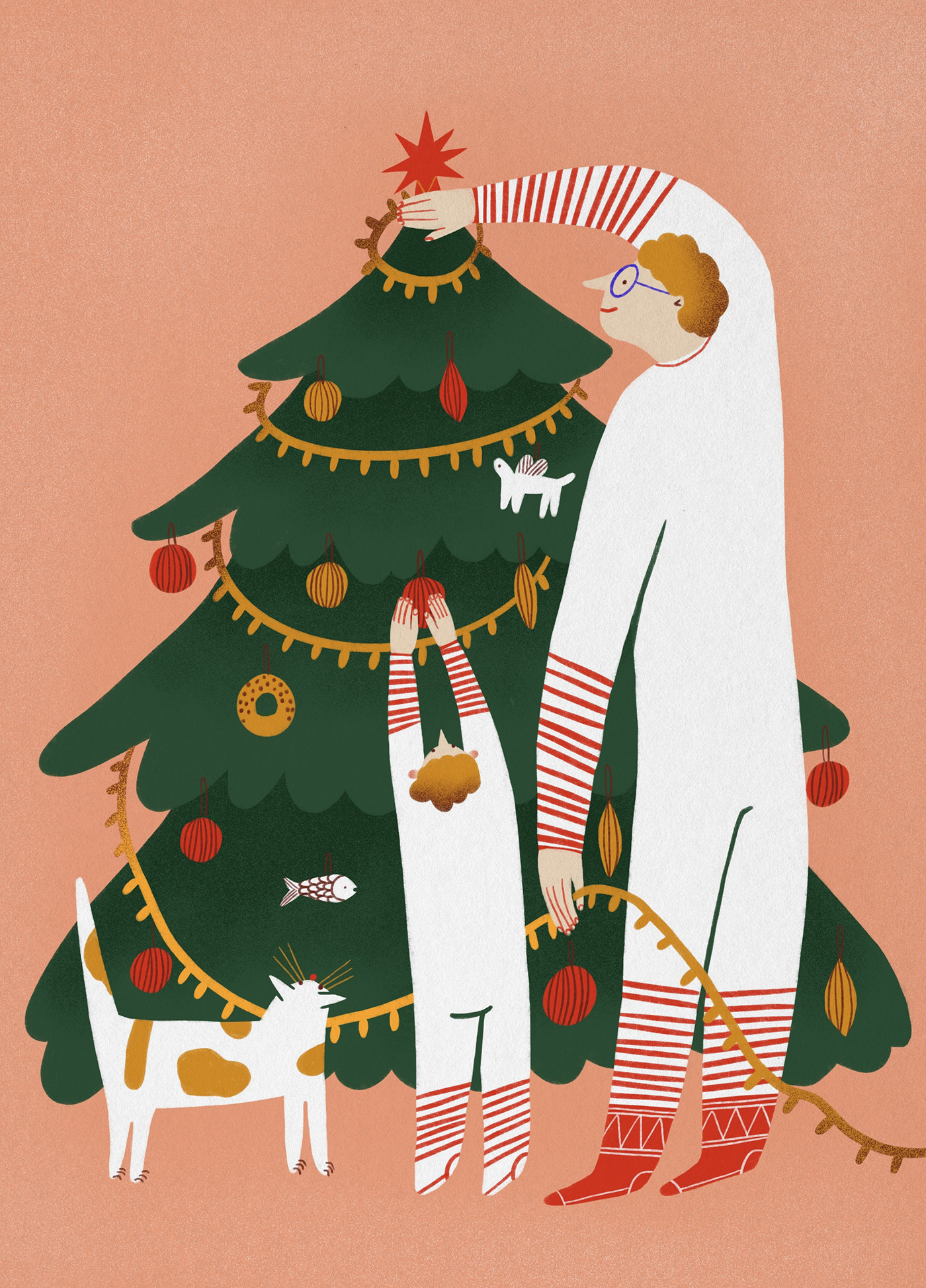 Character design  Christmas digital illustration Drawing  ILLUSTRATION  new year postcard design postcards snow winter