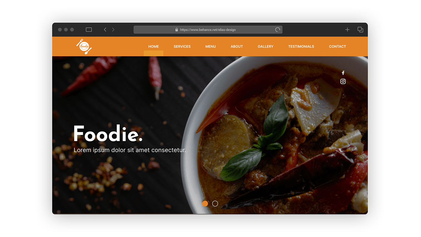 cuisine Food  landing page restaurant Socialmedia Website brand orange UI/UX