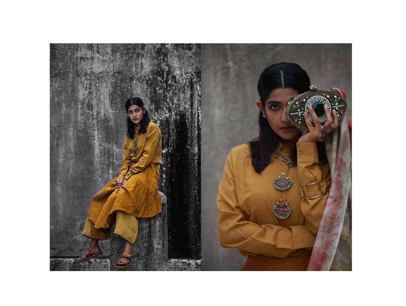 natural dyes indian styling  draping Sari Rajasthan jewelry fashion shoot photo diary