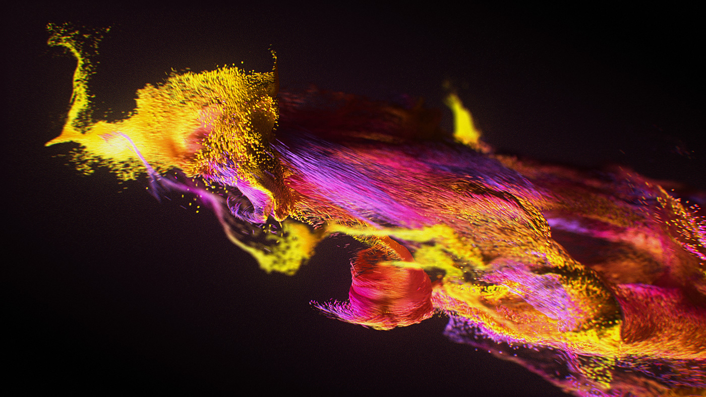 abstract particles houdini colorful redshift 3D 3d animation motion graphics  after effects simulation