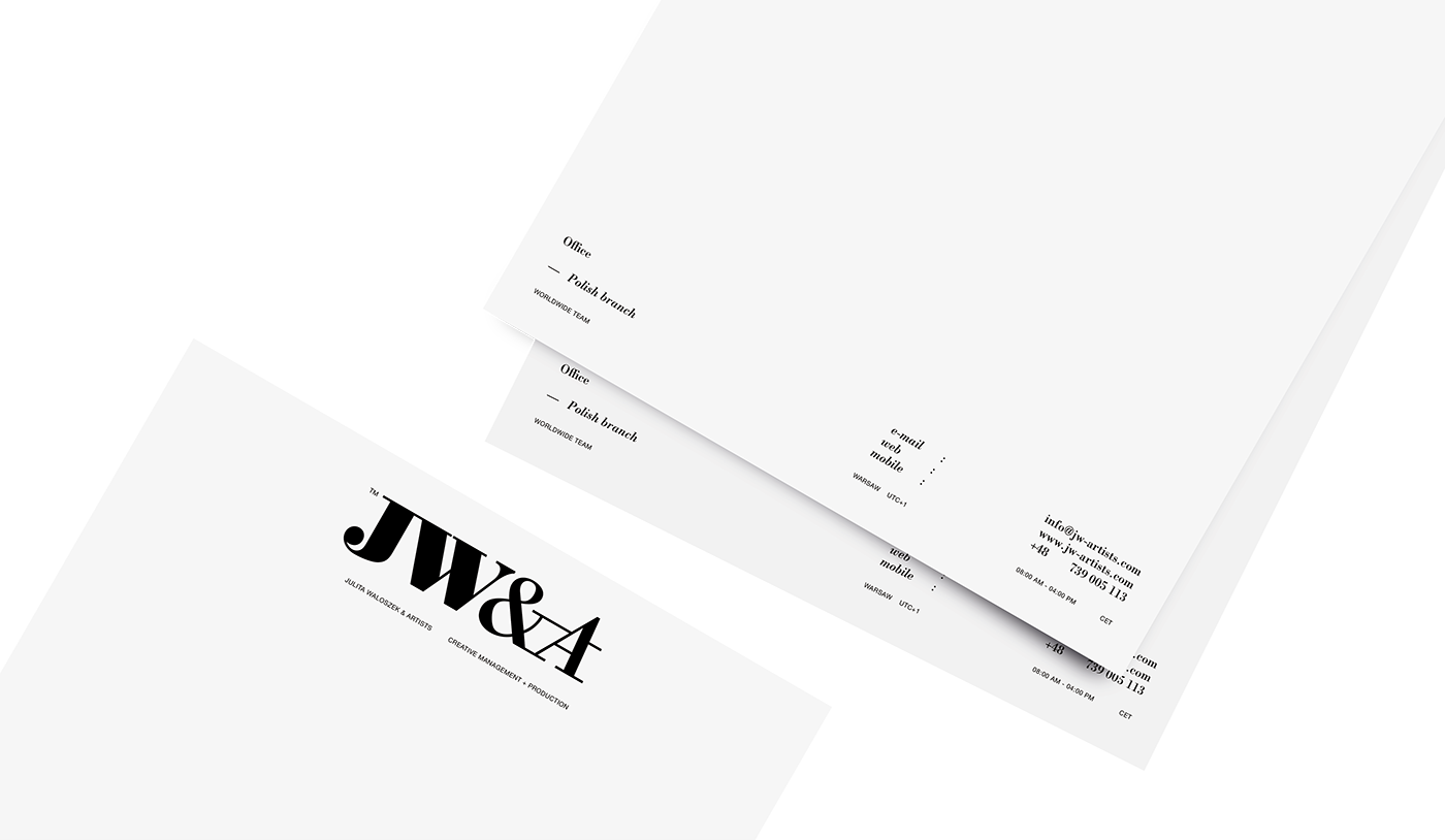 art direction  brand identity branding  Business Cards Corporate Identity creative management envelopes Logotype Model Agency szewczyk