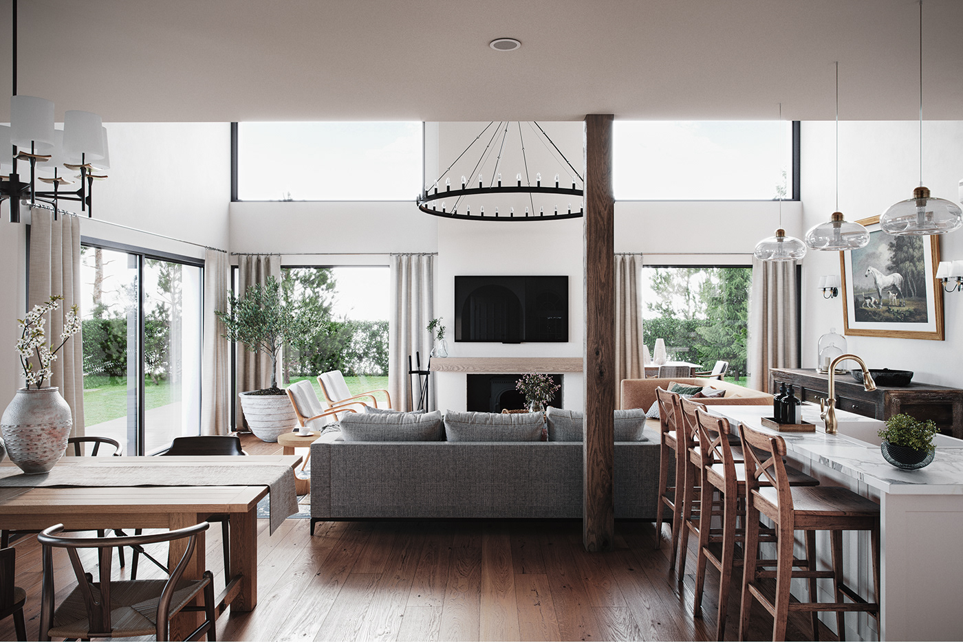 Hamptons living room visualization Render corona 3ds max archviz interior design  CGI Cottages