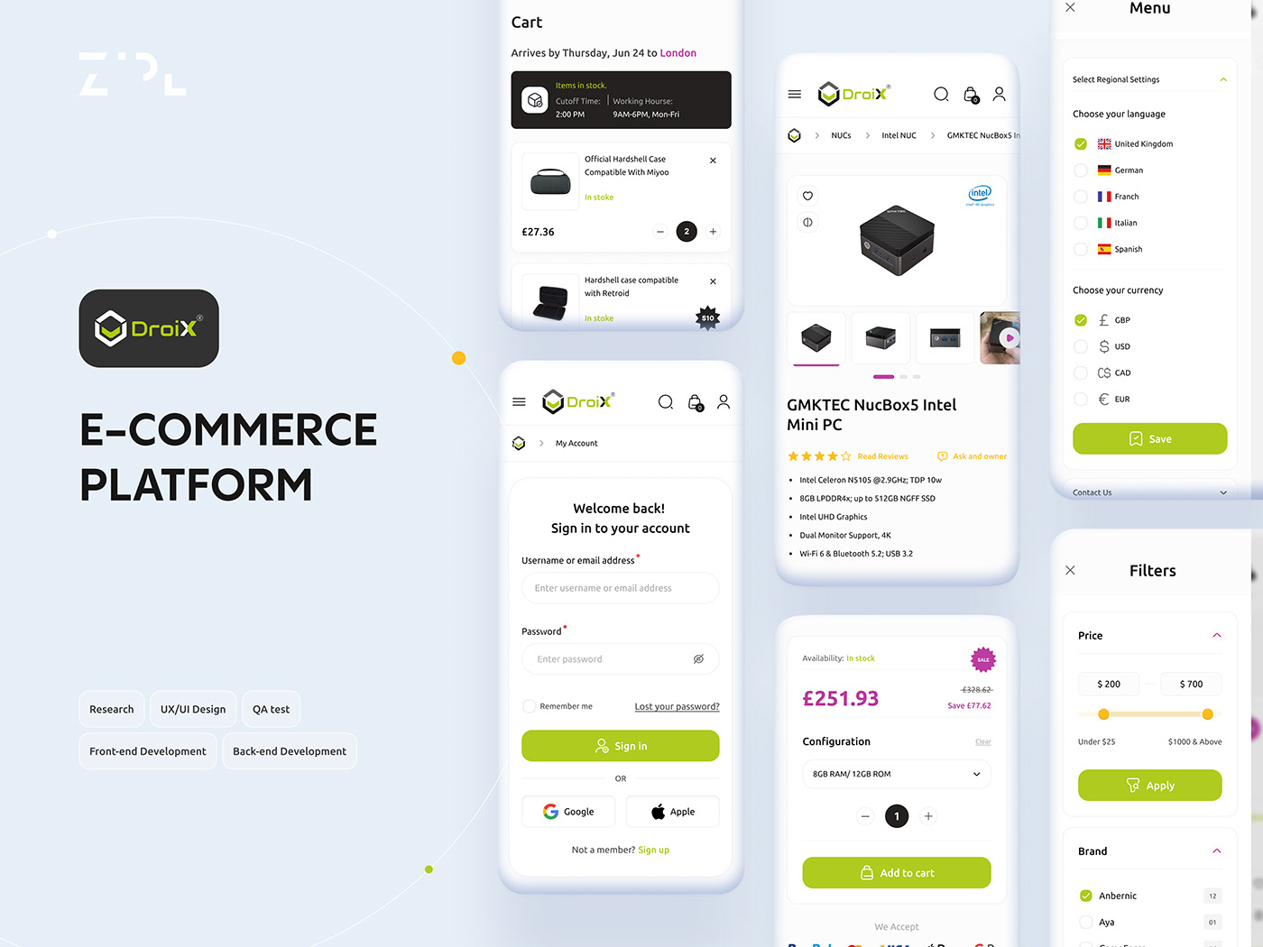 e-commerce minimal mobile product design  UI/UX Website