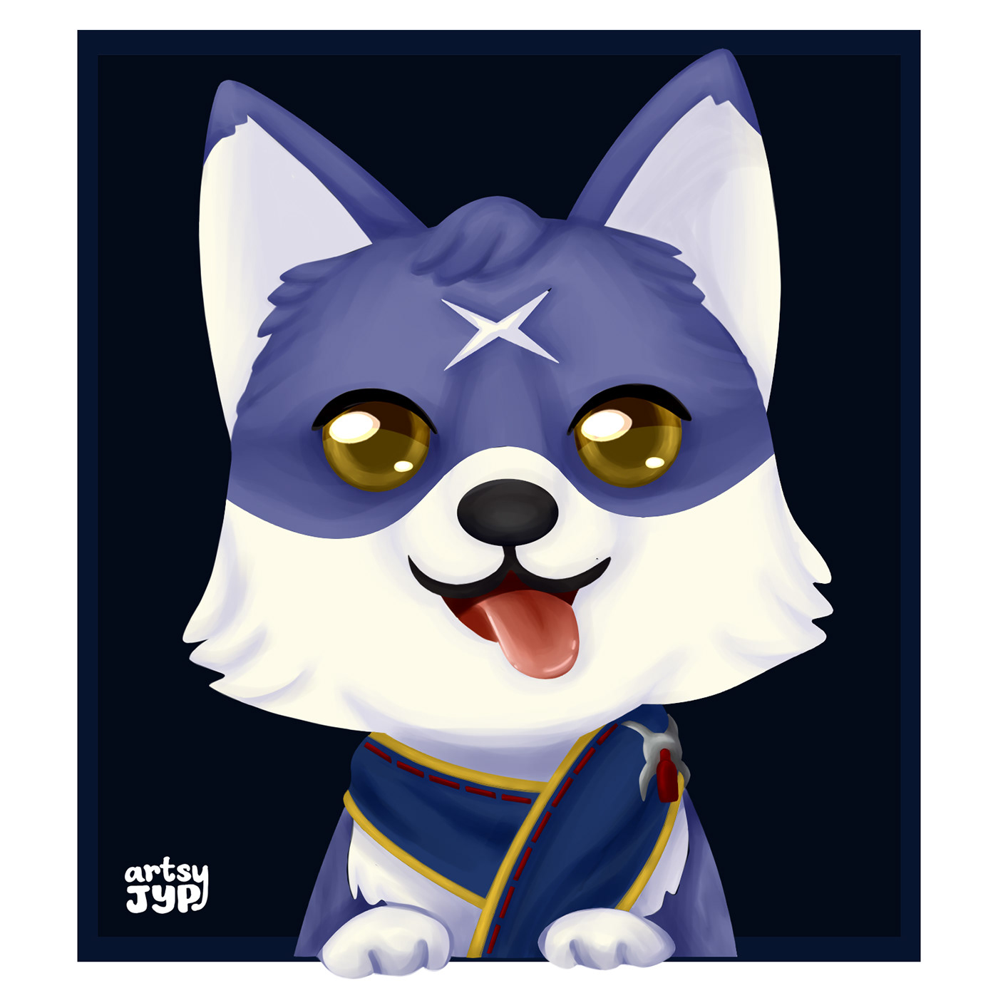 acnh Animal Crossing cartoon portrait Chibi Art Corgi cute art Digital Art  Icon ILLUSTRATION 