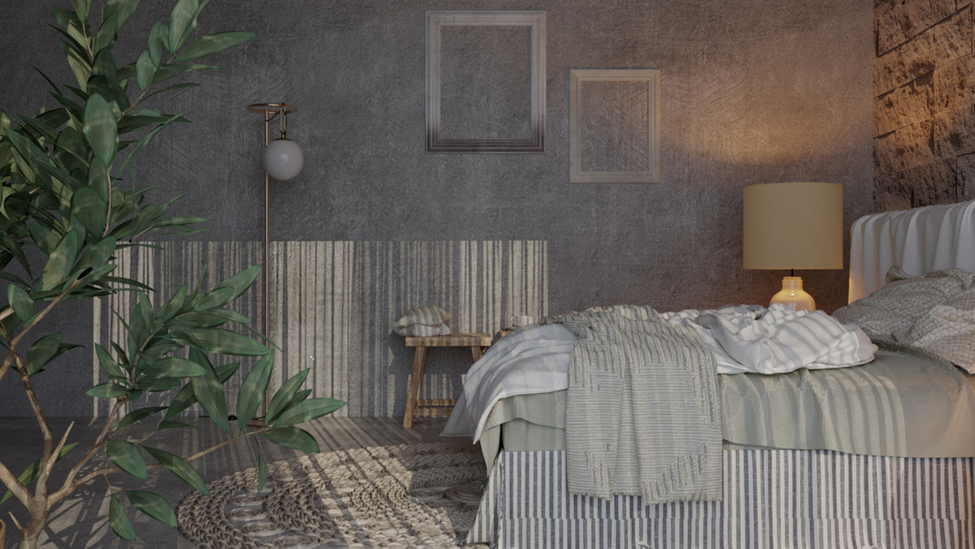 art bare bedroom design identity interior design  minimal modern Style visualization