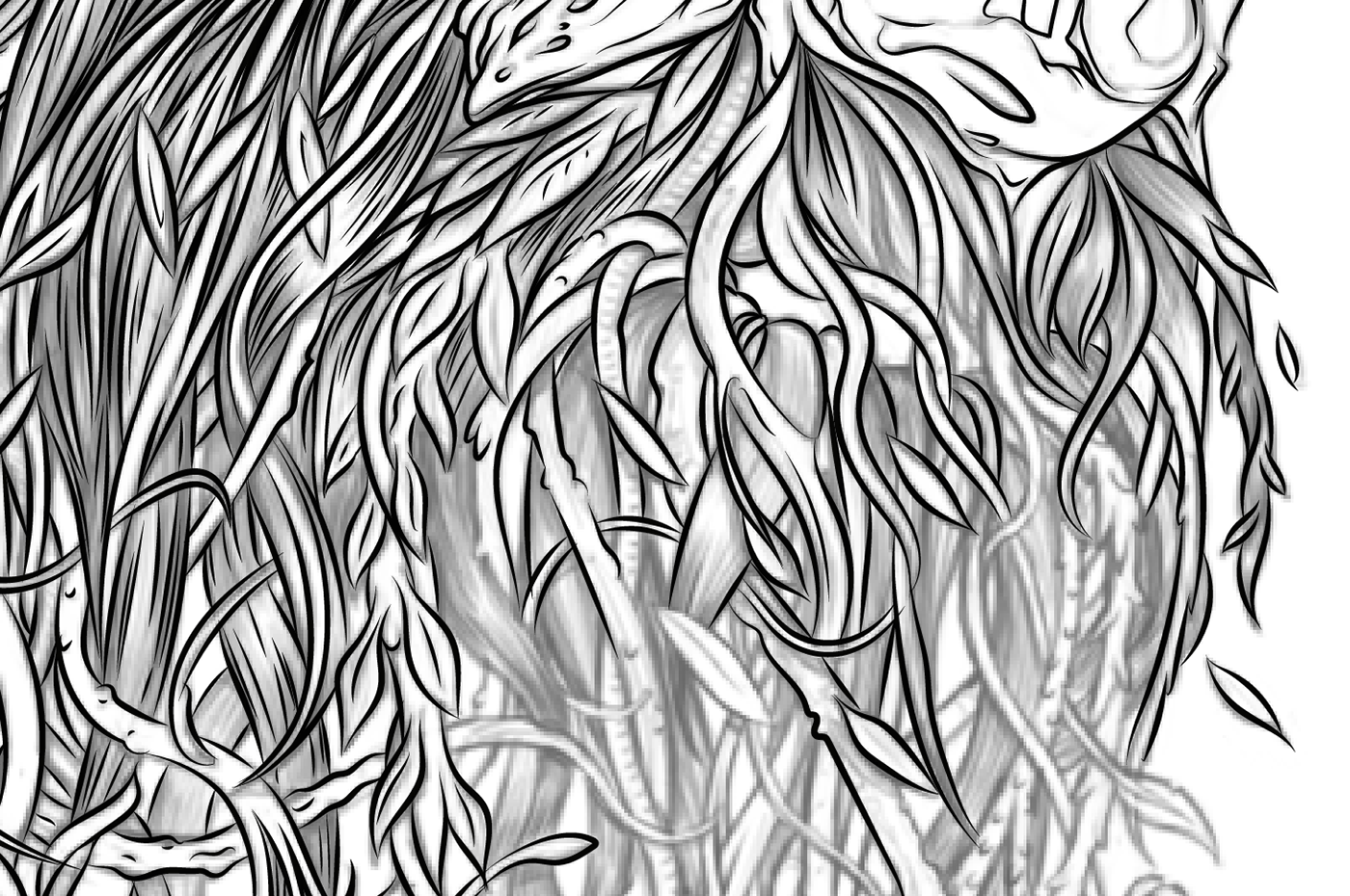 vector wood mask Illustrator Vecteur monster vegetal plante liane bois Écorce dessin photoshop sketch polygonal