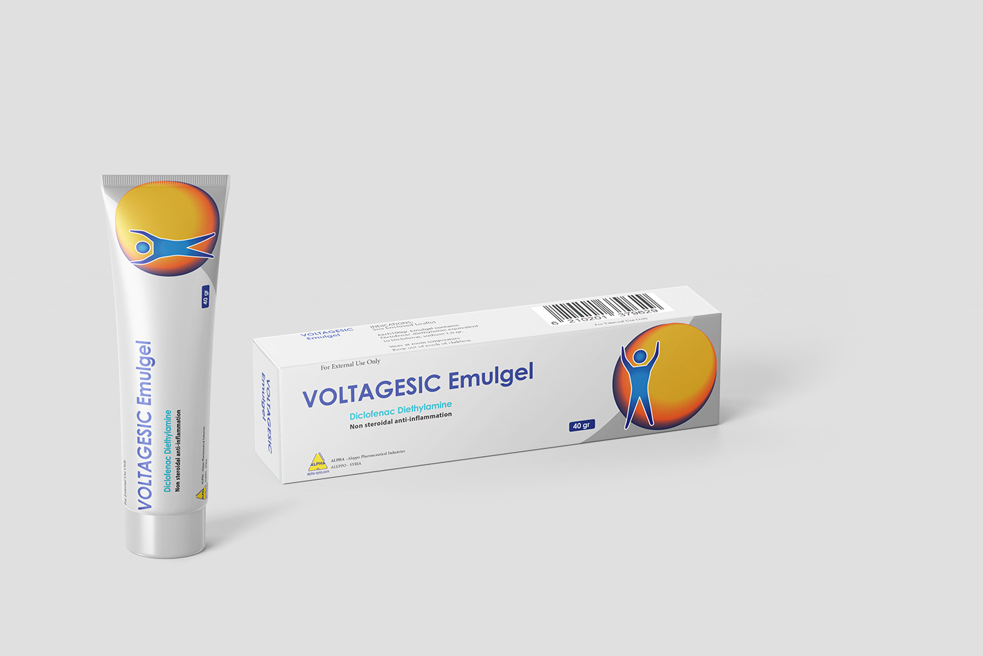 ads Advertising  bottle healthcare marketing   package packagingdesign print Voltaren Emulgel Medicine Box