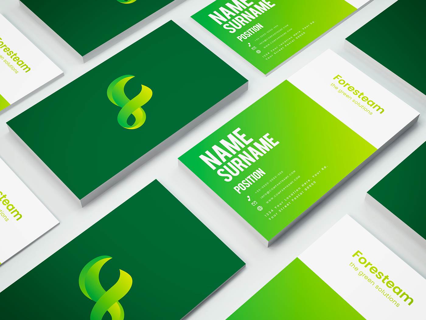 energy green brand logo gradient visual identity Stationery design graphics