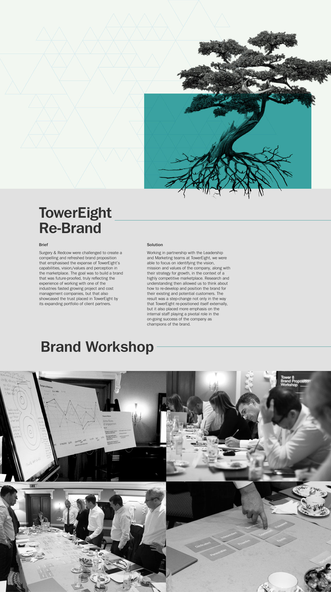 TowerEight identity logo pattern stationary Rebrand refresh Website brochure guidelines