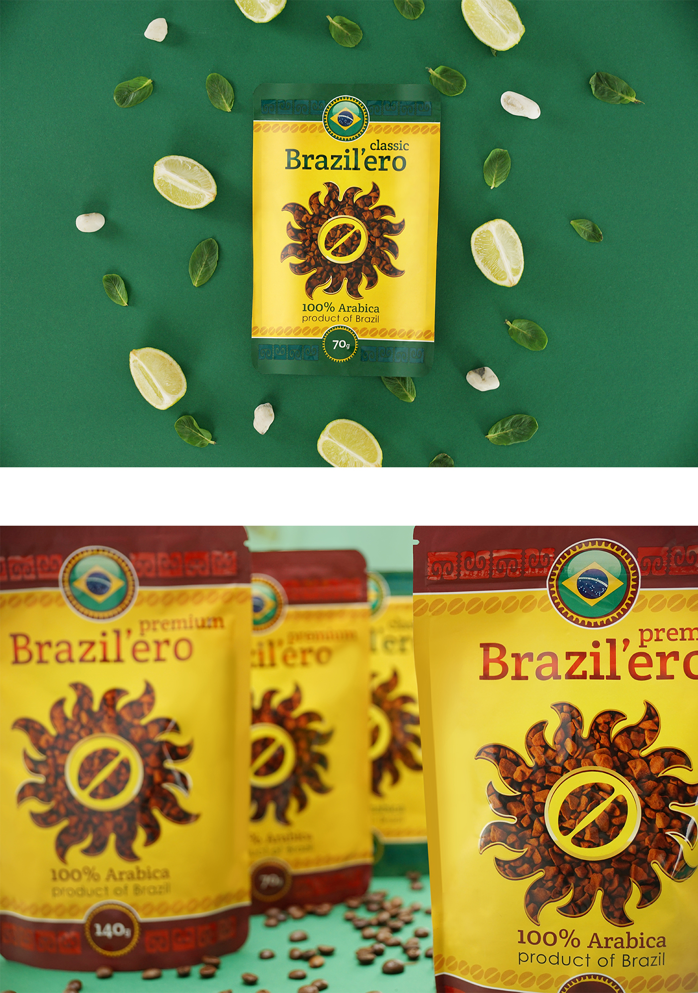 art package photo Coffee brazilia brand green