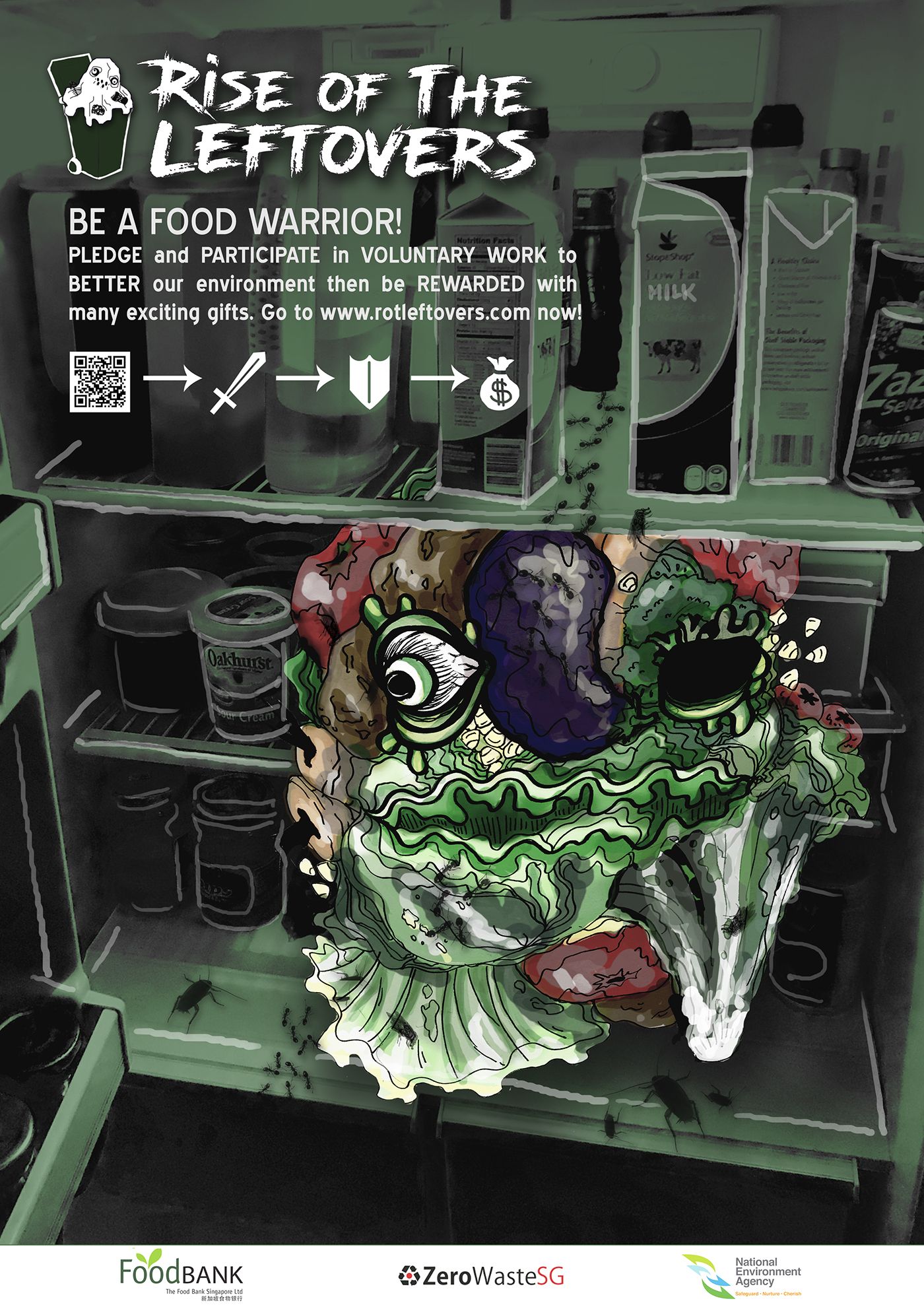 Food  waste campaign ILLUSTRATION  monster fear cool art direction