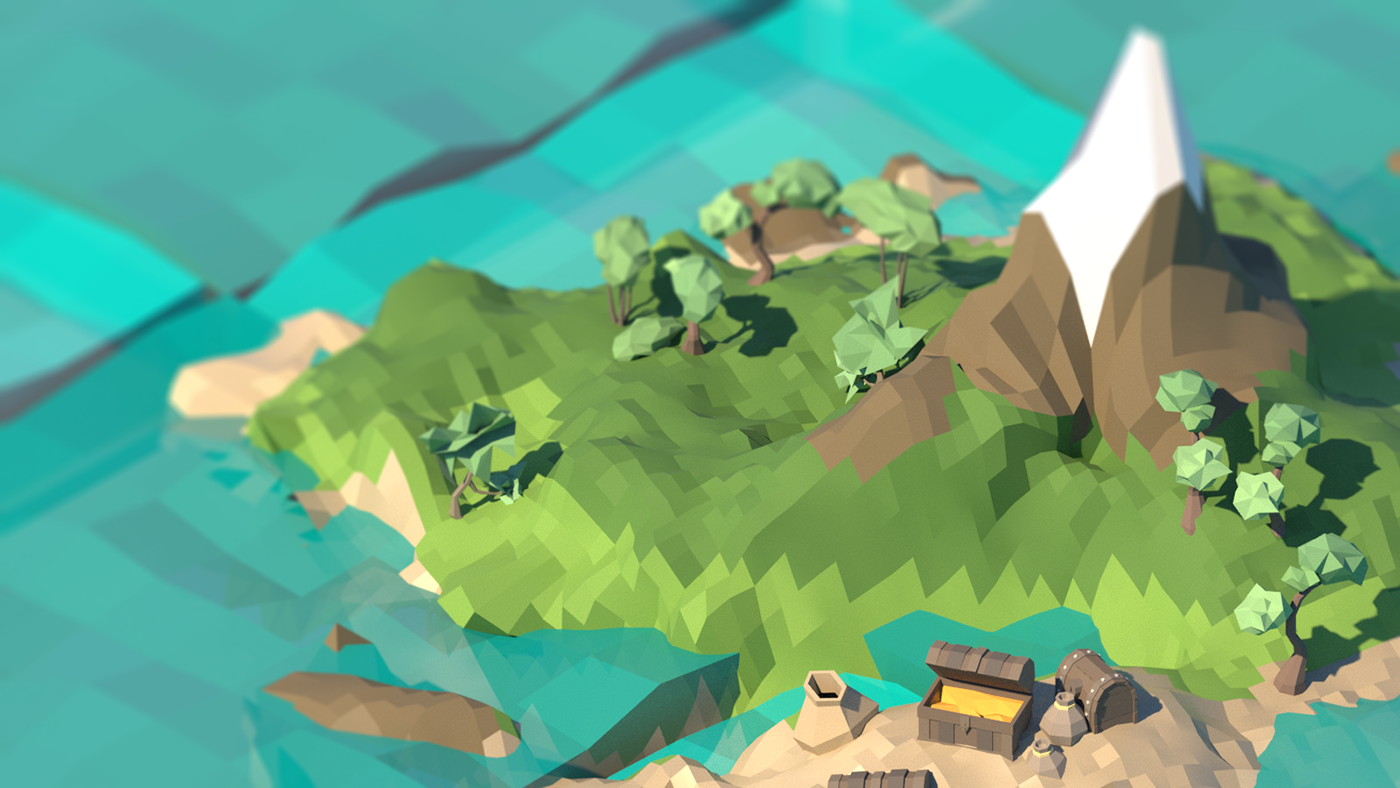 game concept concept art pirates 2D render 3D model Low Poly cartoon Isometric game ILLUSTRATION 