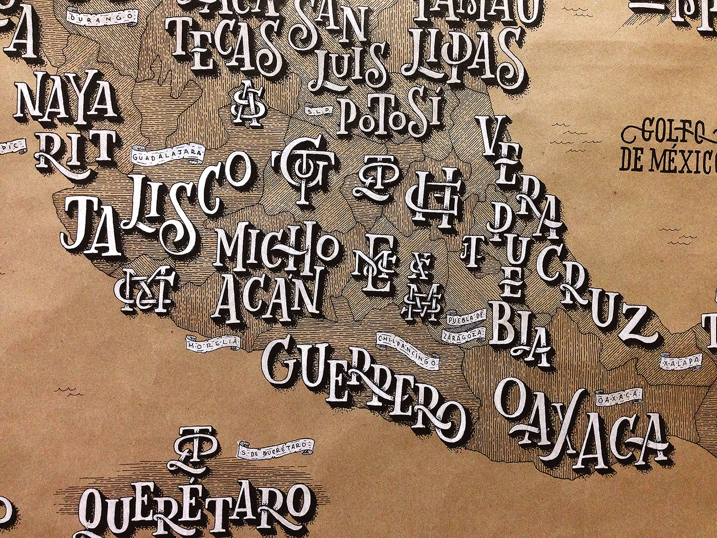 cartography cartografia map mapa lettering letters handmade font mexico type