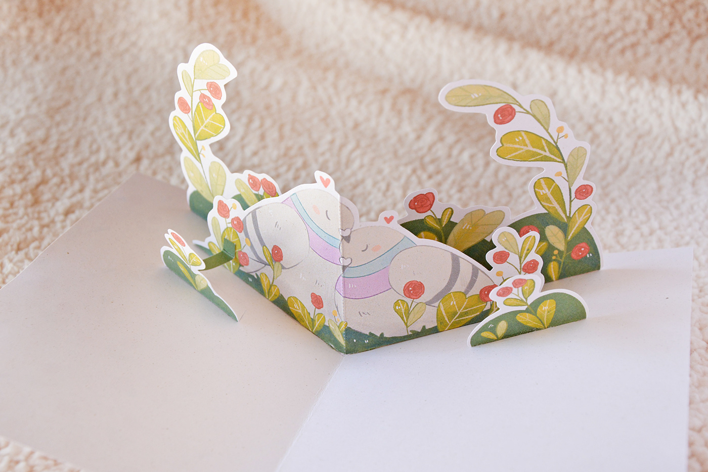 cozy Greetings card ILLUSTRATION  paper engineering pop up book pop up card postcard Valentine's Day